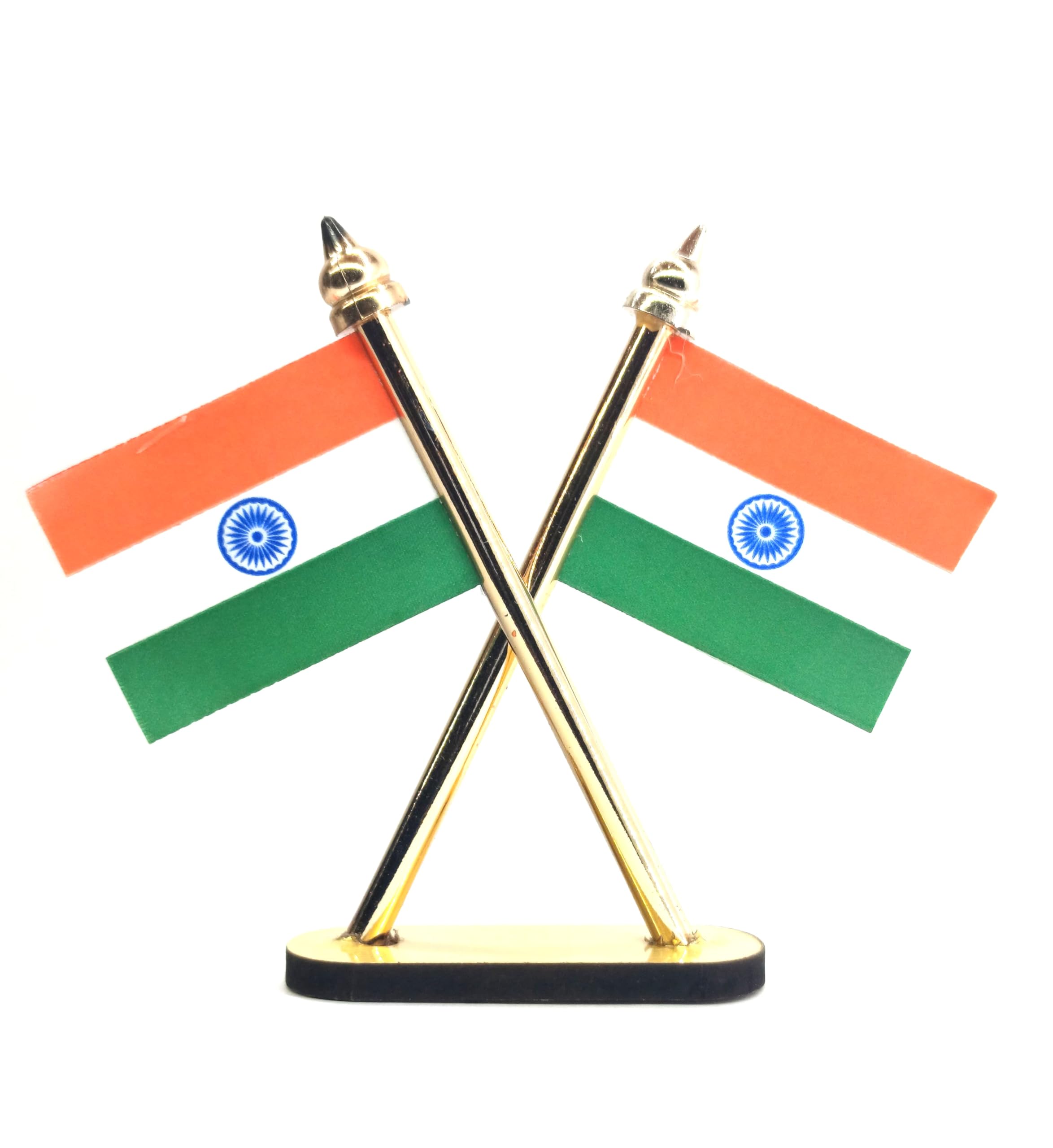 Indian National Flag with Gold-Plated Stand, Desktop Tricolor Flag for Office Home Decor, Single Unit with Base-image-6