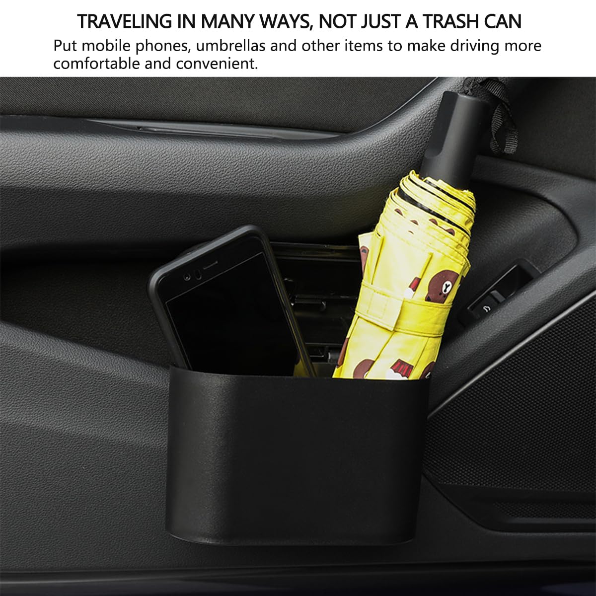 OUDEW Poubelle de voiture avec couvercle, sac de rangement intégré, poubelle de véhicule étanche, accessoires de