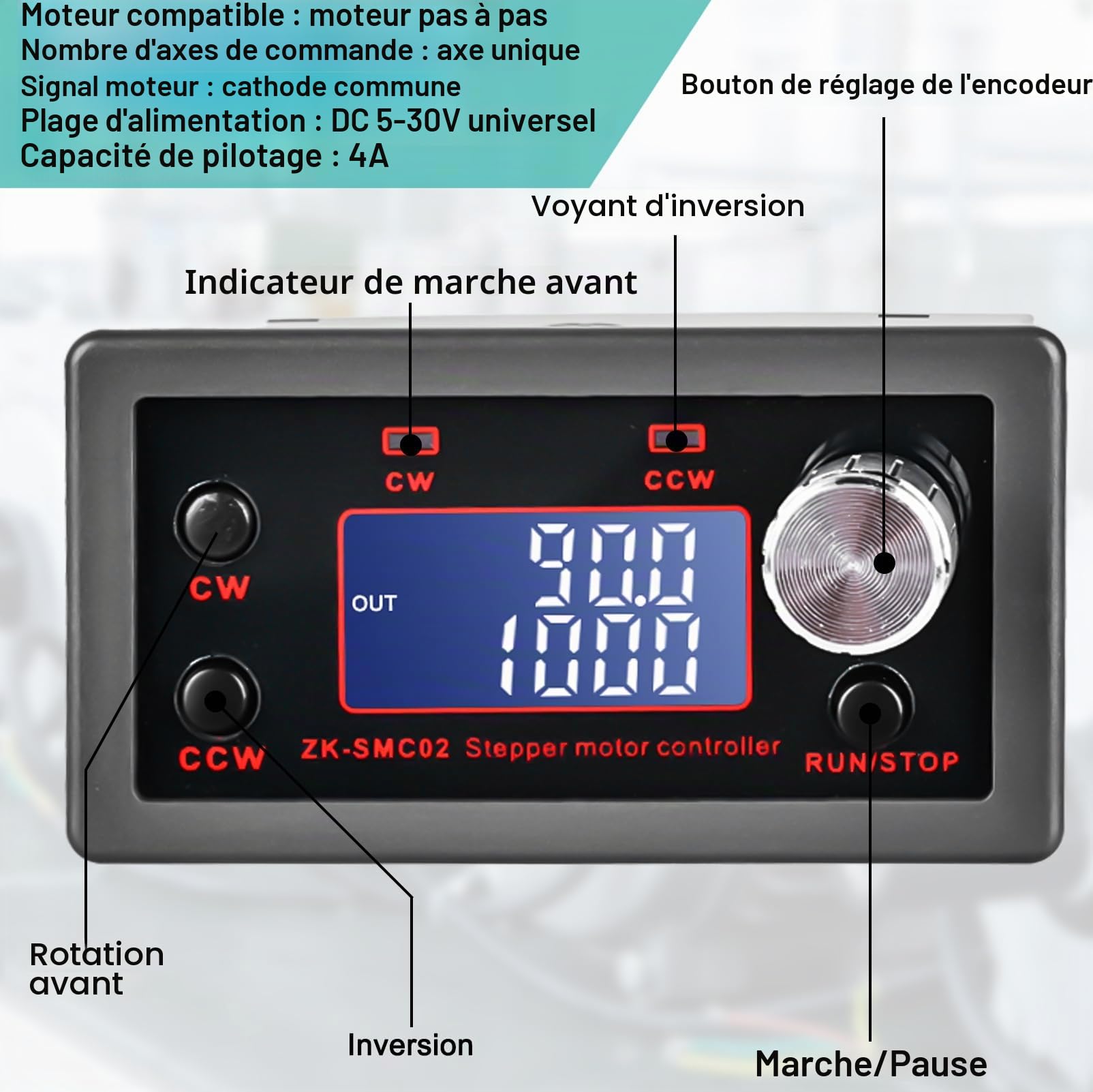 Nizirioo Pilote de Moteur Pas à Pas : Contrôle Avant/Arrière, Module de Vitesse d'Impulsion pour NEMA 17 23, Carte de Circuit Imprimé