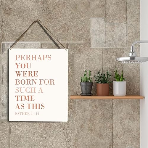 Miniatura 5 de Arte de pared cristiano con texto en inglés "Quhaps You Were Born for Such A Time As This Wooden Hanging Sign Religious Gifts Bible Verse Art Wall