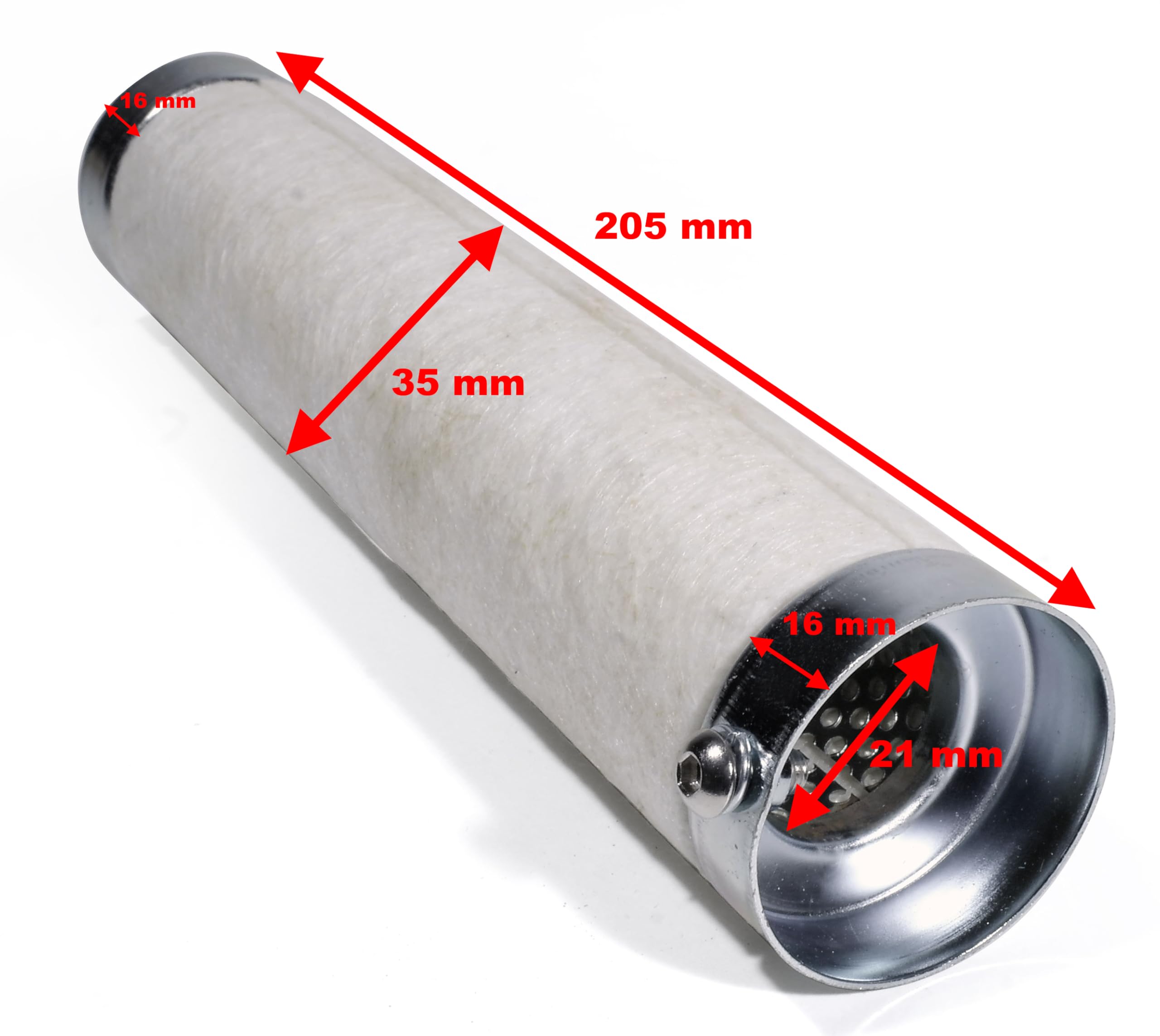 Schalldämpfer Einsatz DB Killer 35 x 205 mm Performance Baffle für 1 1/2 Zoll Krümmer Motorrad Auspuff Schalldämpfereinsatz mit Dämmung verzinkter Stahl montagefertig universell verwendbar