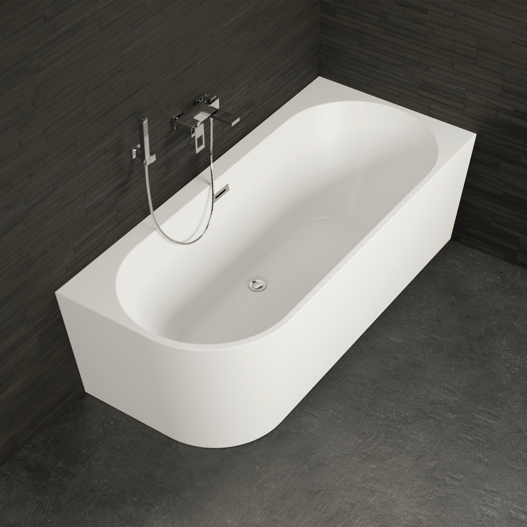 SPALINA CAPRI DROITE - Vasca freestanding a parete Destra L 170 x l 76 cm
