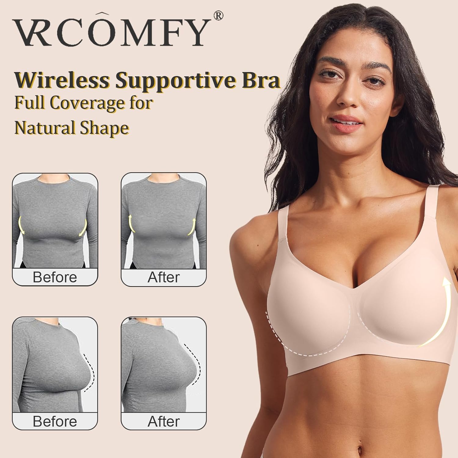 Jelly Wireless Push Up Bra,Seamless Full Coverage Buttery Soft T-Shirt Bra for Everyday Wear - Image 4