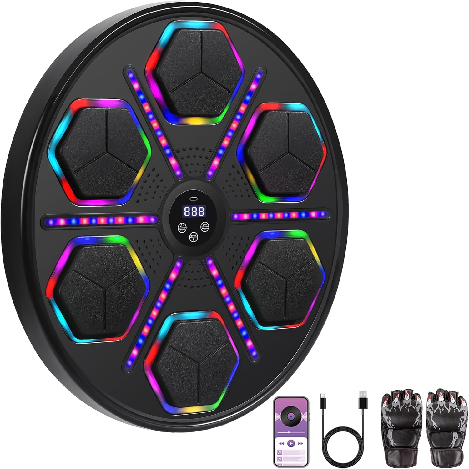 2025 Music Boxing Machine, Smart Bluetooth Music Boxing Machine with 9 Speeds & Modes, Boxing Machine Wall Mounted Music with LED Display, Boxing Music Workout Machine for Kids and Adults.