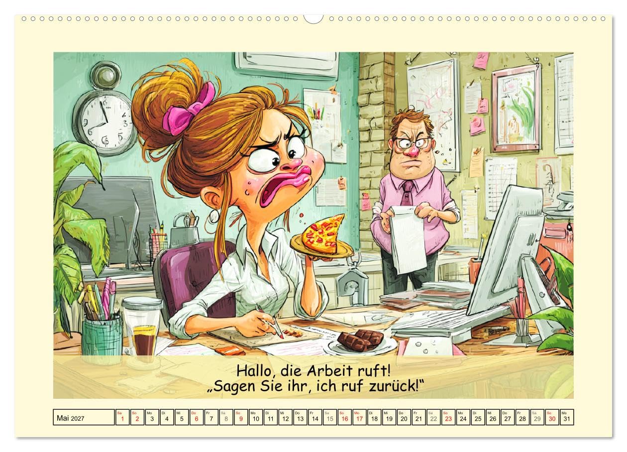 CALVENDO - Büroalarm. Cartoons für alle, die trotzdem weitermachen (Wandkalender 2027 DIN A2 quer), Monatskalender: Ein witziger Cartoon-Kalender für alle, die im Büro durchhalten müssen