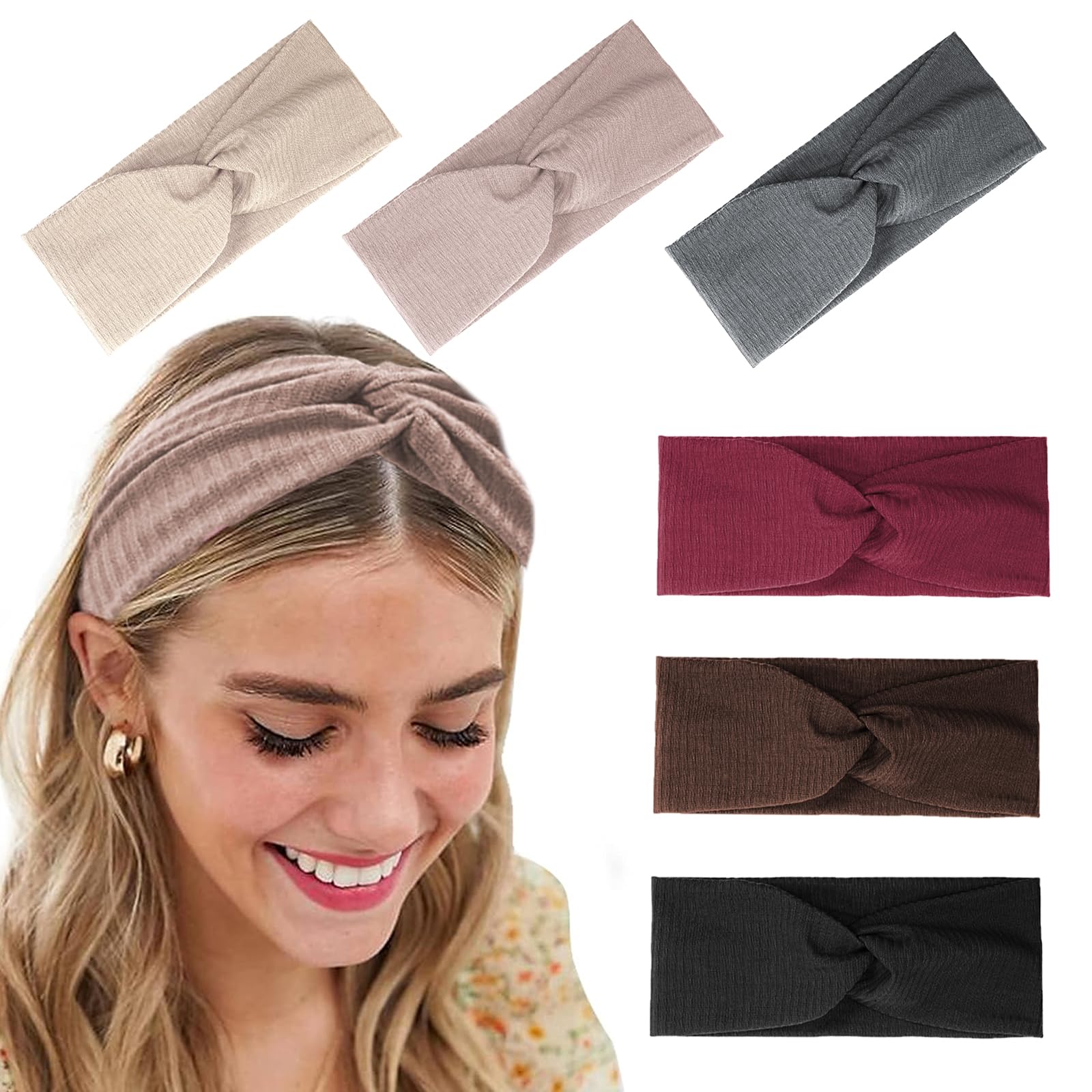 BelleVive Fasce Larghe Per Capelli Donna - Antiscivolo, Elastiche, In Cotone-Spandex, Stile Boho, Per Sport E Tempo Libero