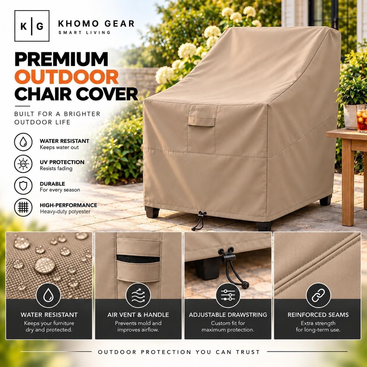 Amazon.co.jp: KHOMO GEAR アウトドアチェアカバー パティオ家具カバー