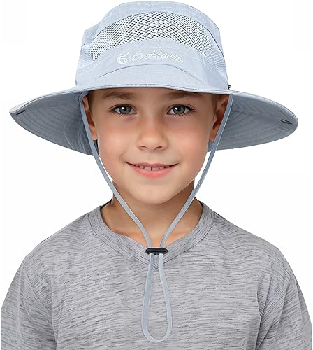 Sombrero de sol para niños, protección solar, sombreros de pescador para niños, camping, pesca, safari, sombrero de verano de ala ancha para jugar