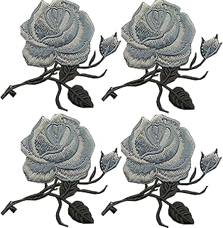 4Pcs Rose Embroidered Patches,Decorative Patches, Iron on/Sew on Patches, for DIY Clothing, Jackets, Jeans, Backpacks, Hats, Arts Craft Sew Making(Rose Flower)