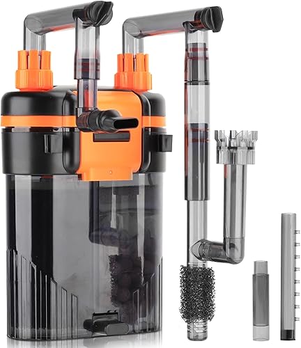 hygger Filtro externo de acuario para colgar en la parte posterior, filtro silencioso para tanque de peces con filtración de 3 etapas, motor