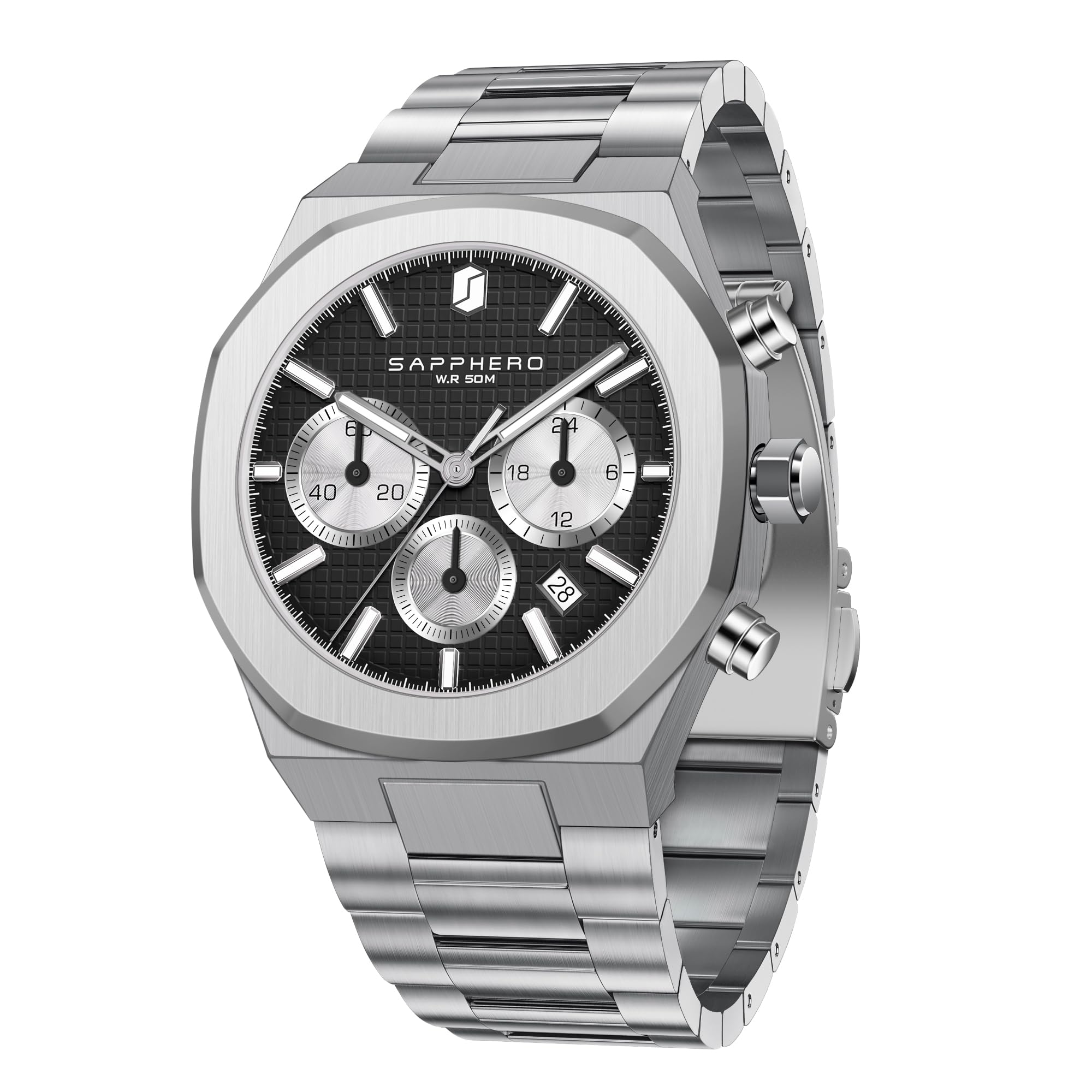 SAPPHERO Uhren Herren Uhren für Männer Luxus Herrenuhr wasserdichte Herrenarmbanduhr Business Datum Sport Zeit Mode Edelstahl