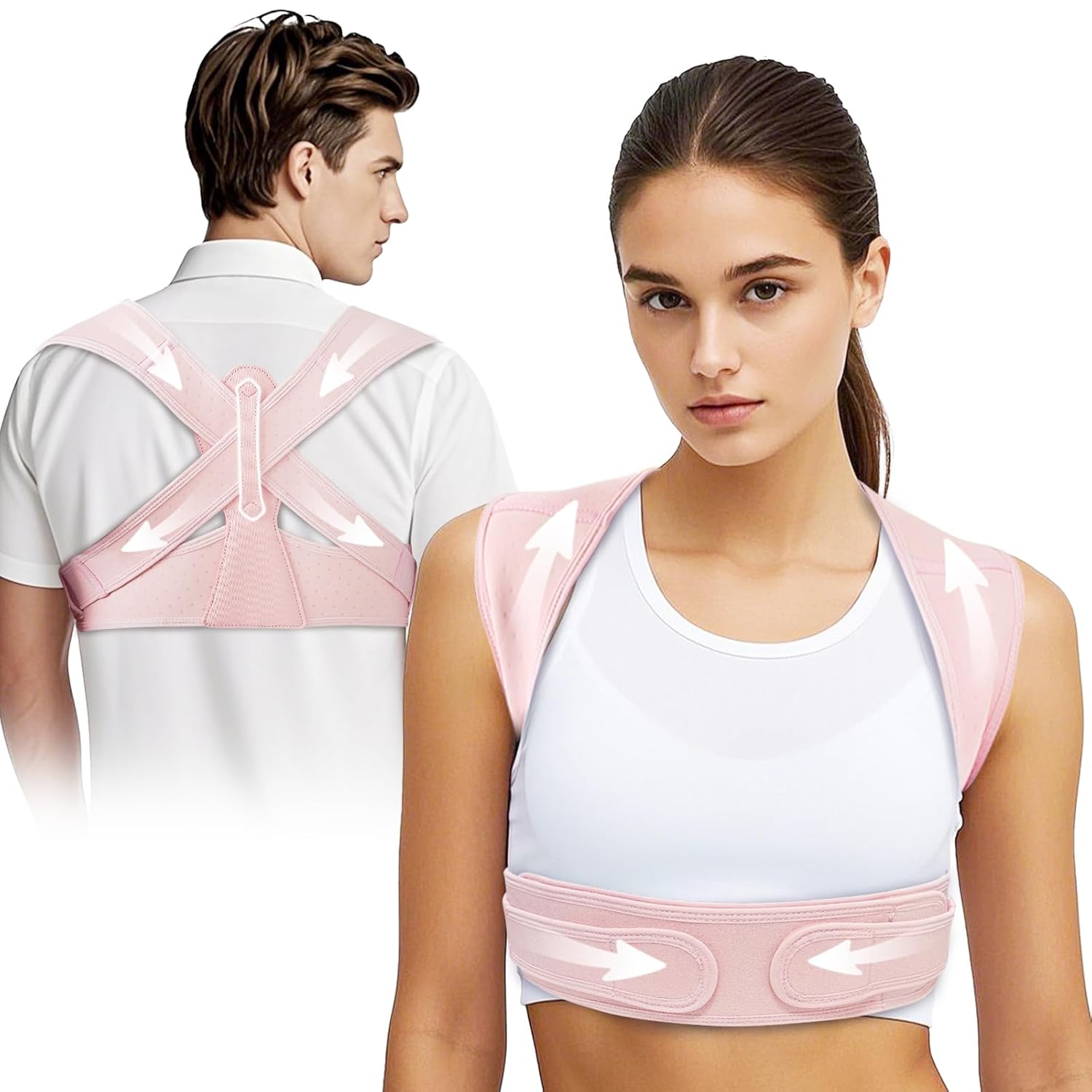 TEE TEA Shoulder Posture Corrector for Women & Men – Adjustable Upper Back Support Brace for Neck, Shoulder muscle relief – Comfortable & Invisible Design – Improve Posture & Alleviate Discomfort (Black, L/XL)