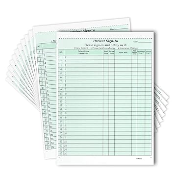 NCR Carbonless 3 Part Patient Sign in Forms, HIPAA Approved and Compliant for Confidentiality in All Medical Offices. (Green)