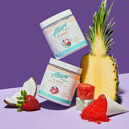 Miniatura 8 de Alani Nu Island Crush - Paquete de polvo para antes del entrenamiento y BCAA Sour Peach Rings Post Workout  L-teanina, beta-alanina, citrulina
