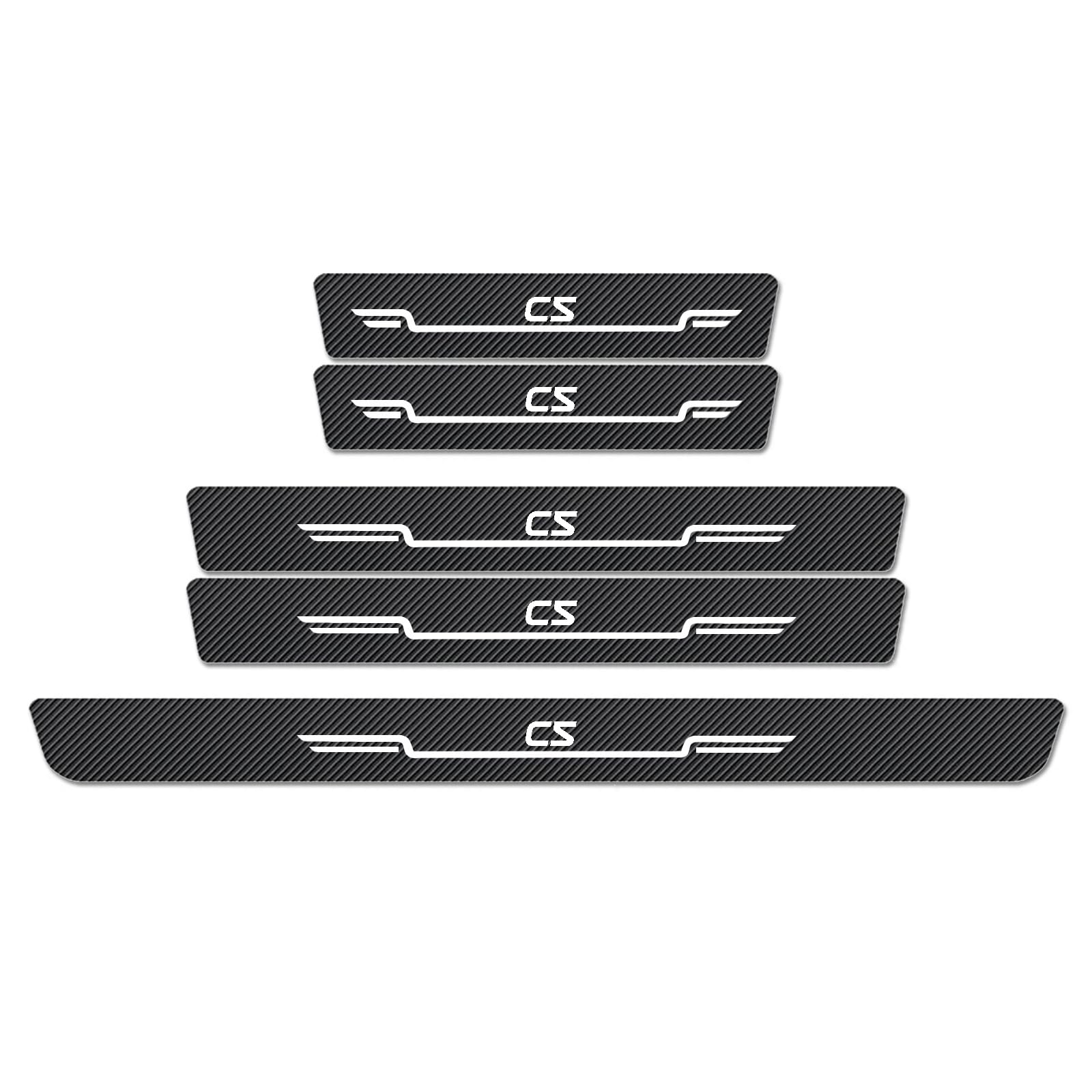 WXH97F Car Door Sill Protector Scuff Plates for Citroen C5 2000-2019, Carbon Fibre Effect Door Step Guard, Rear Boot Bumper Strip, Self-Adhesive Anti-Scratch Protection Sticker