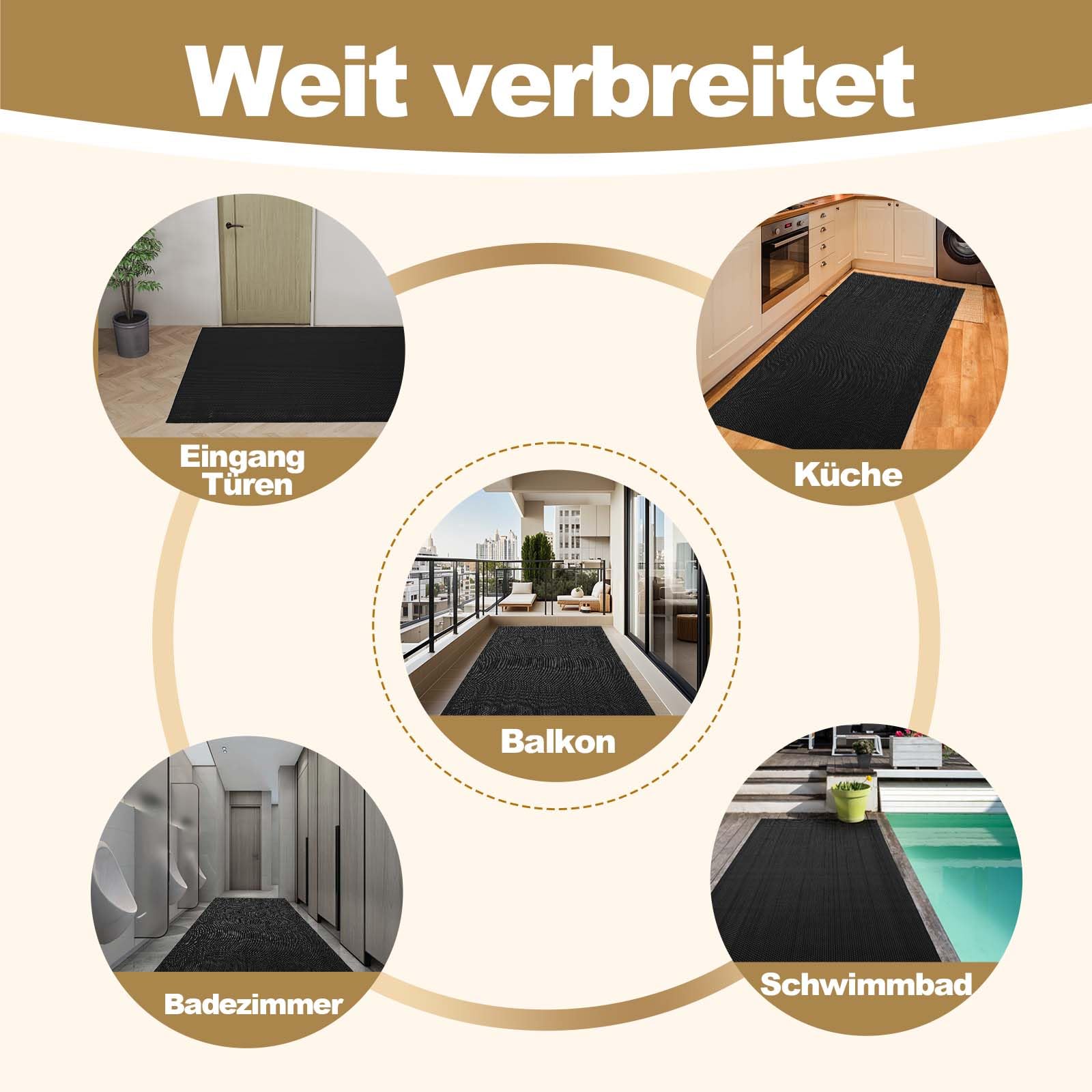 bimiti Alfombra Antideslizante 500x90cm Alfombra de Ducha 6mm de Grosor de Drenaje Alfombra de Suelo de Goma Perforada para Uso en Zonas húmedas cocinas, Piscinas, restaurantes garajes, lavanderías