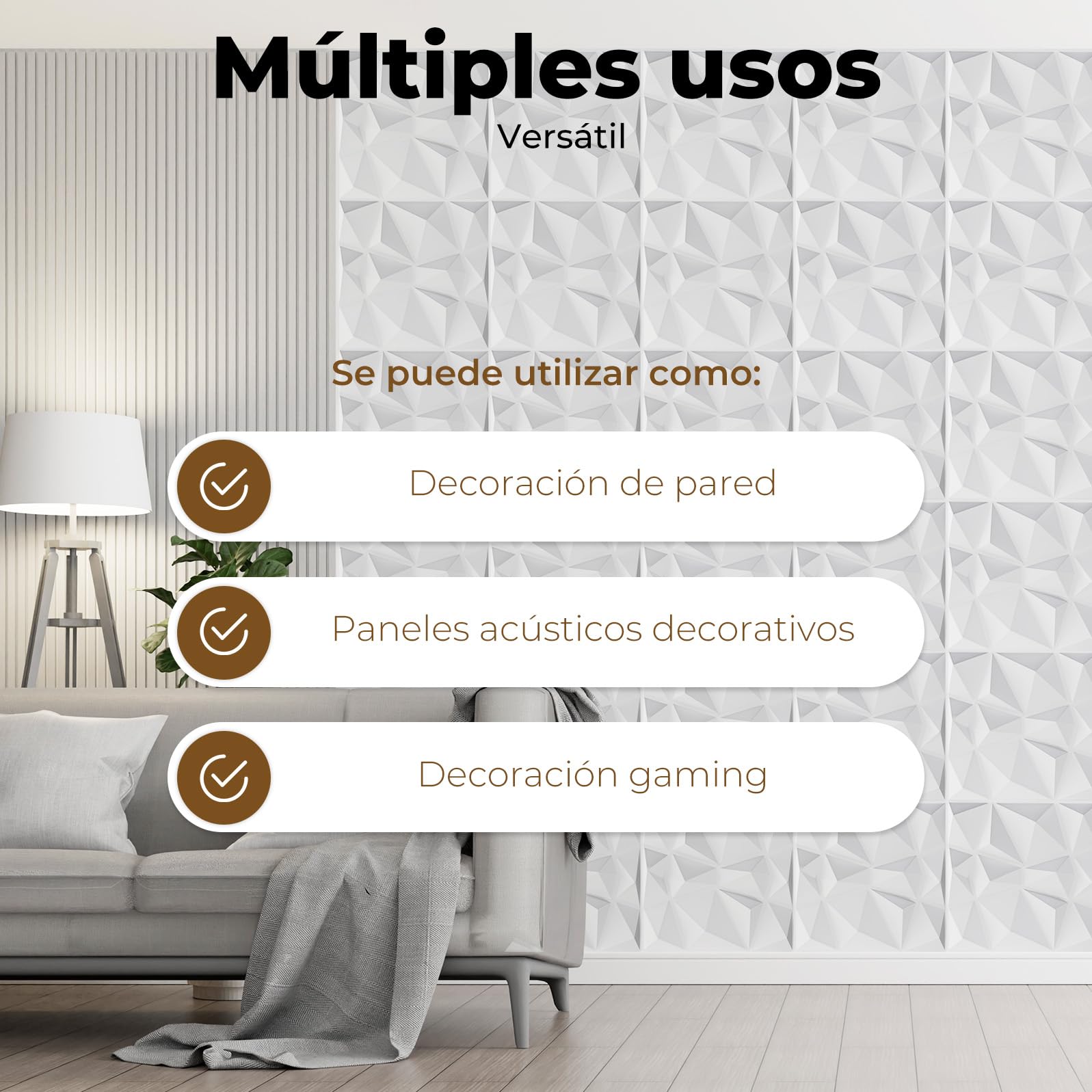 AMARA DECO - 30 unidades Paneles Decorativos Para Pared PVC 3D 30x30cm + Cinta Doble Cara Adhesiva. Revestimiento de Paredes PVC y Decoracion Gaming, Resistentes al Calor y Faciles de Limpiar