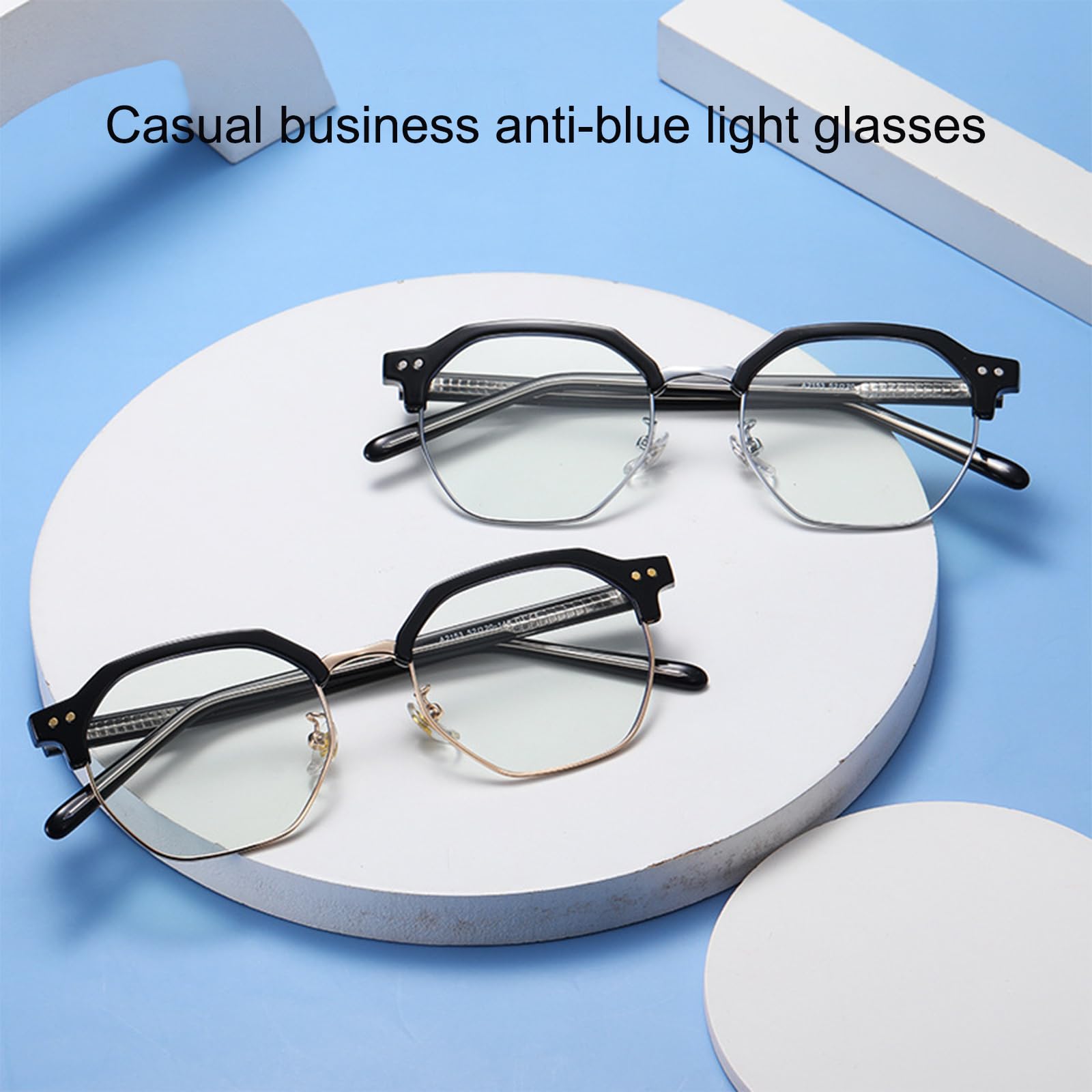 Blaulichtfilter Brille Für Herren Computerbrille TR90 Halbes Bild Anti Blaulicht Anti-Müdigkeit Blue Light Blocking Glasses Ohne Stärke Für PC TV Tablet Unisex,A