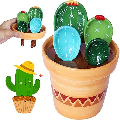 Cactus Measuring Spoons and Cups - Cacti Measuring Spoon with Holder