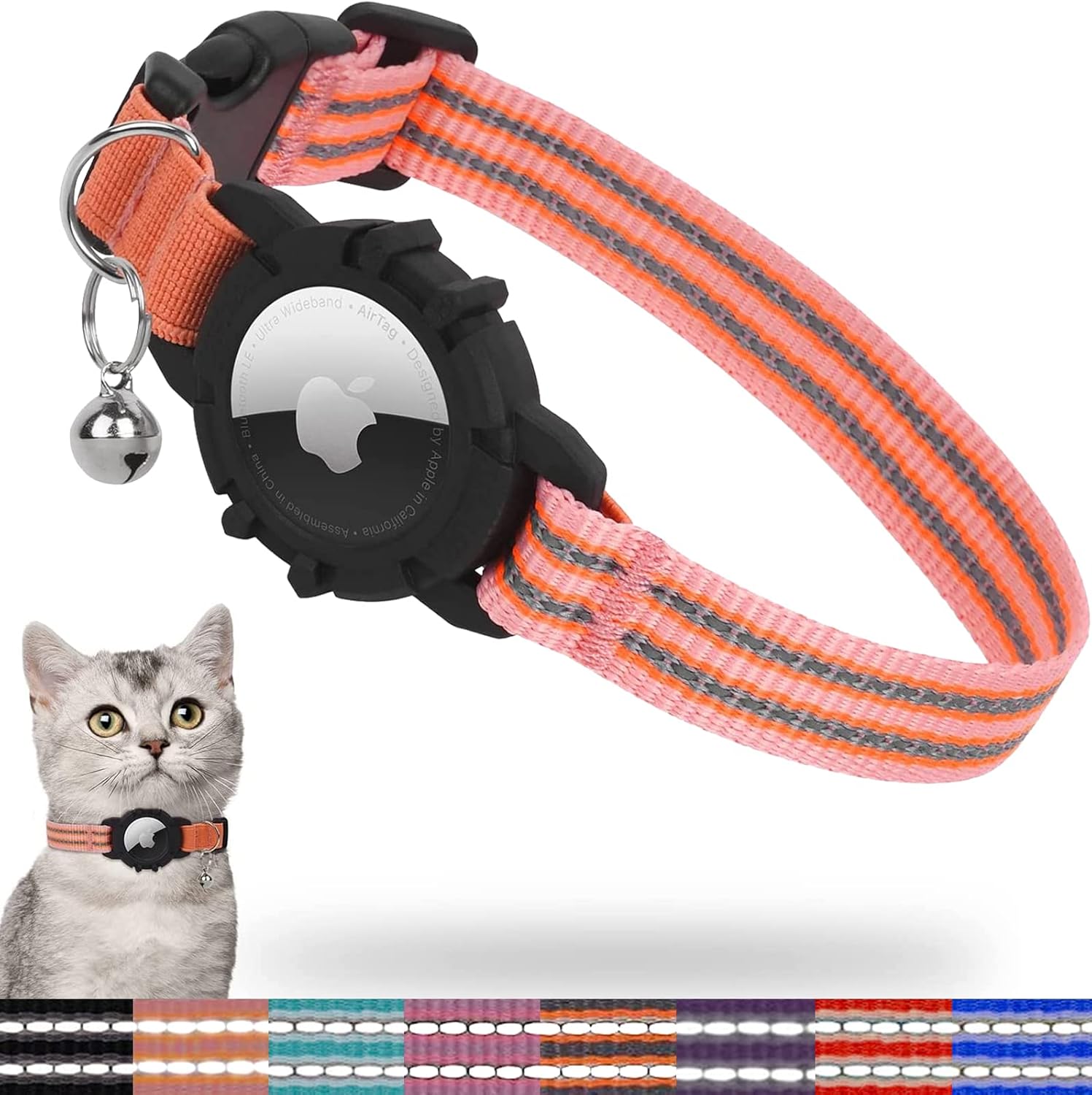 Pet Supplies FEEYAR AirTag Cat Collar,Integrated Kitten Collar with