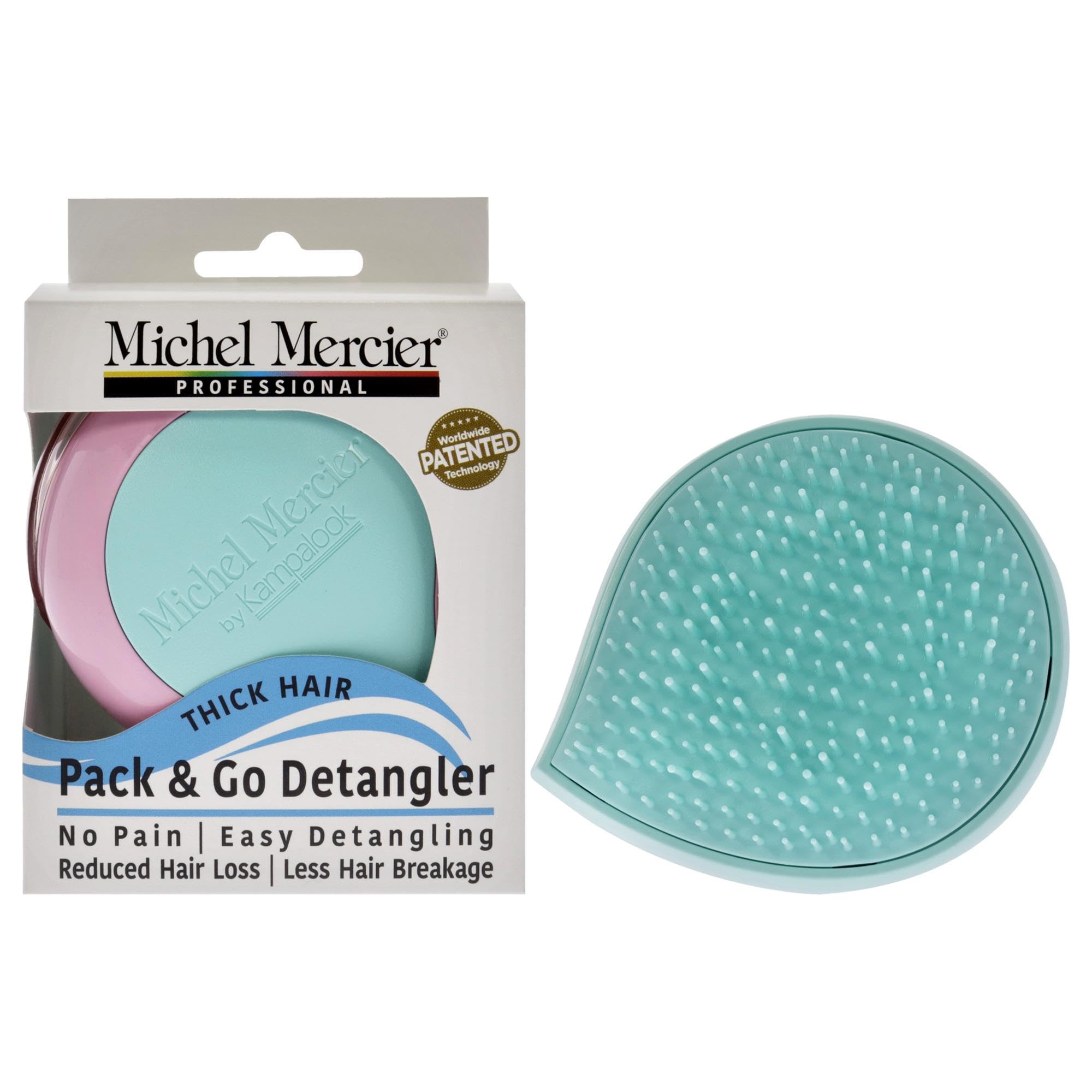 Michel Mercier Pack and Go Detangler Thick Hair - Turquoise-Pink Hair Brush Unisex 1 Pc