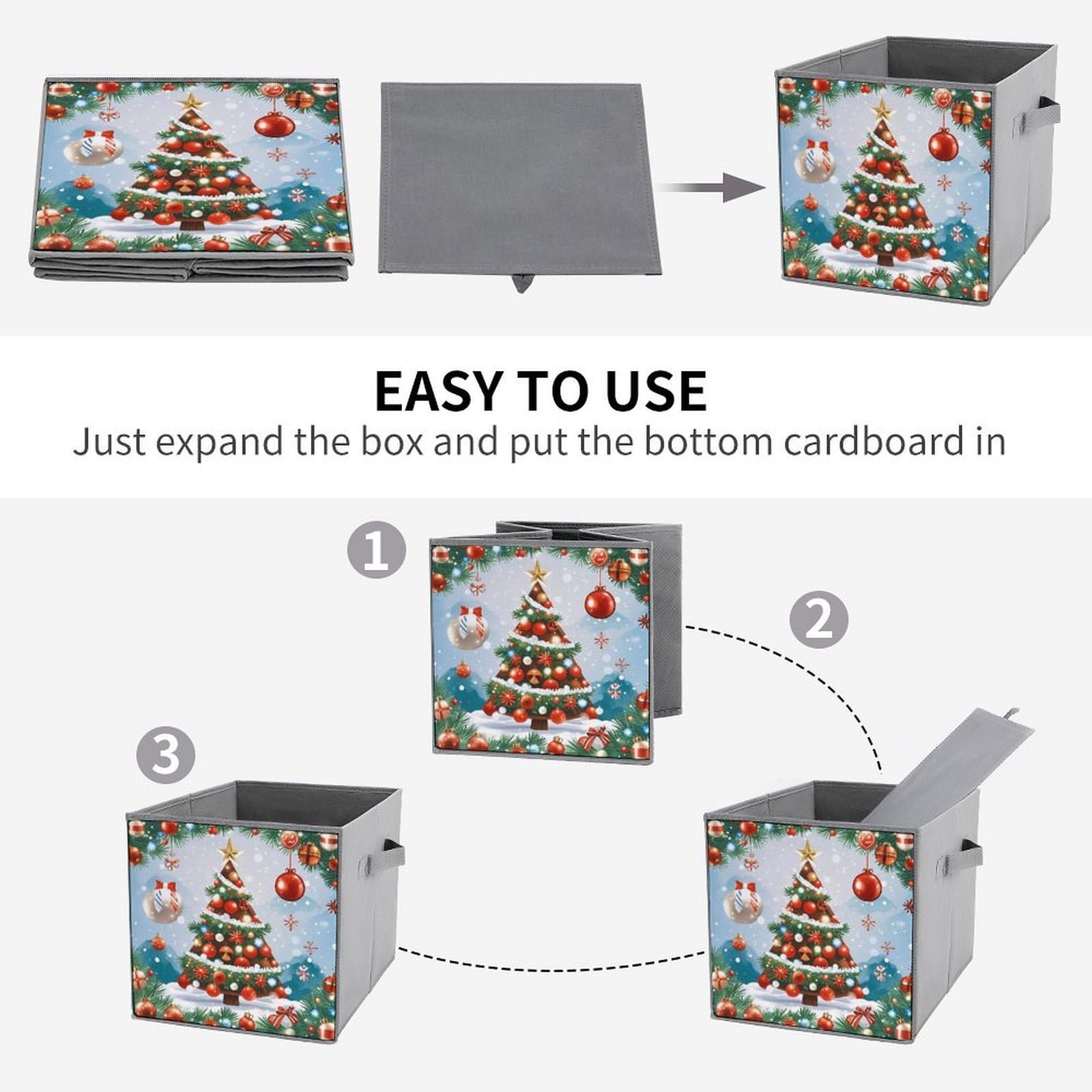Aufbewahrungskörbe für Weihnachtsbaum, faltbar, dekorative Stoff-Aufbewahrungskörbe für die Organisation von Heimorganisatoren mit Griffen, große Stoff-Aufbewahrungskörbe für Regale für