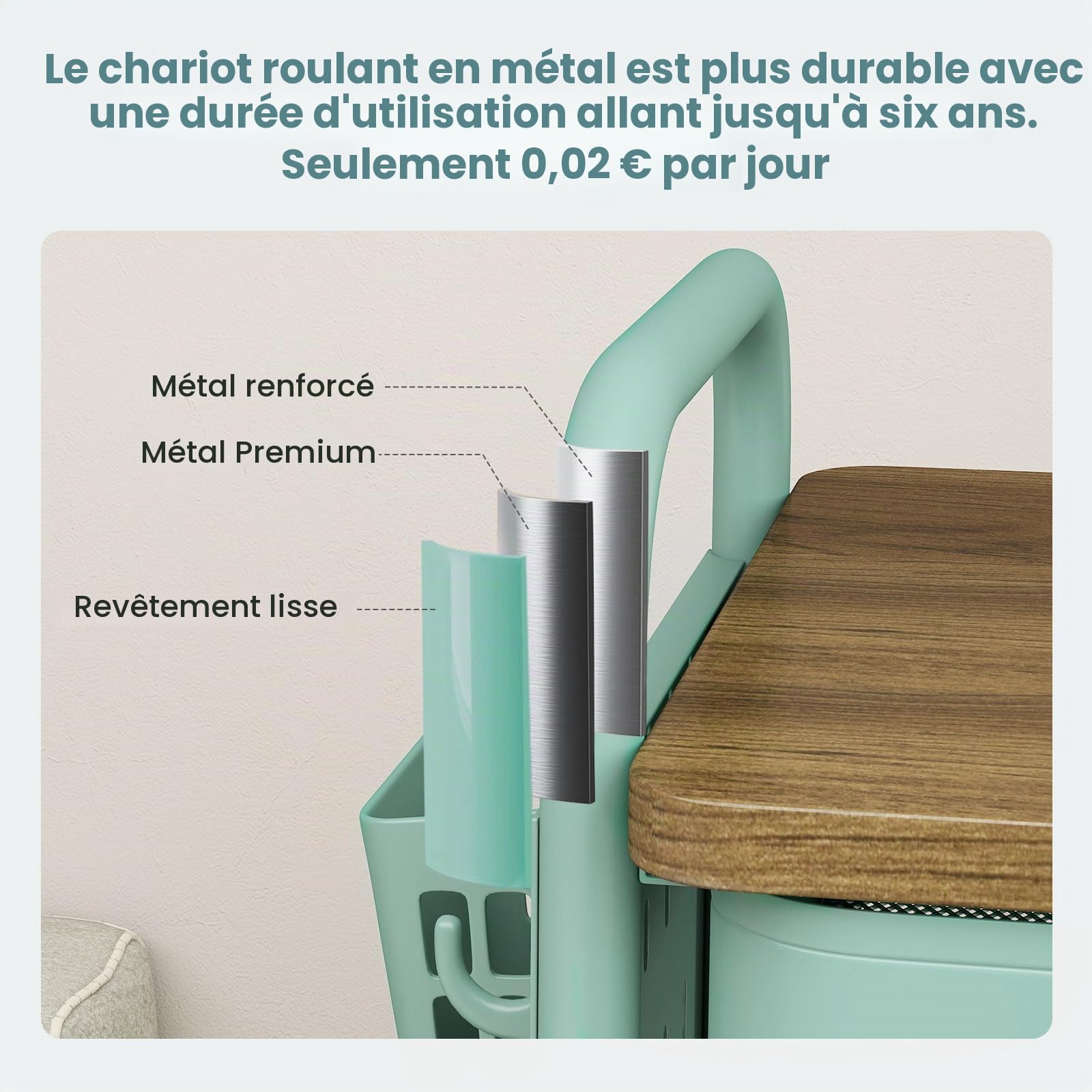 danpinera Chariot à roulettes à 3 niveaux en métal avec tiroirs et panneaux perforés, chariot de service, chariot de bricolage, chariot de cuisine avec roulettes pour cuisine, salon, salle de bain