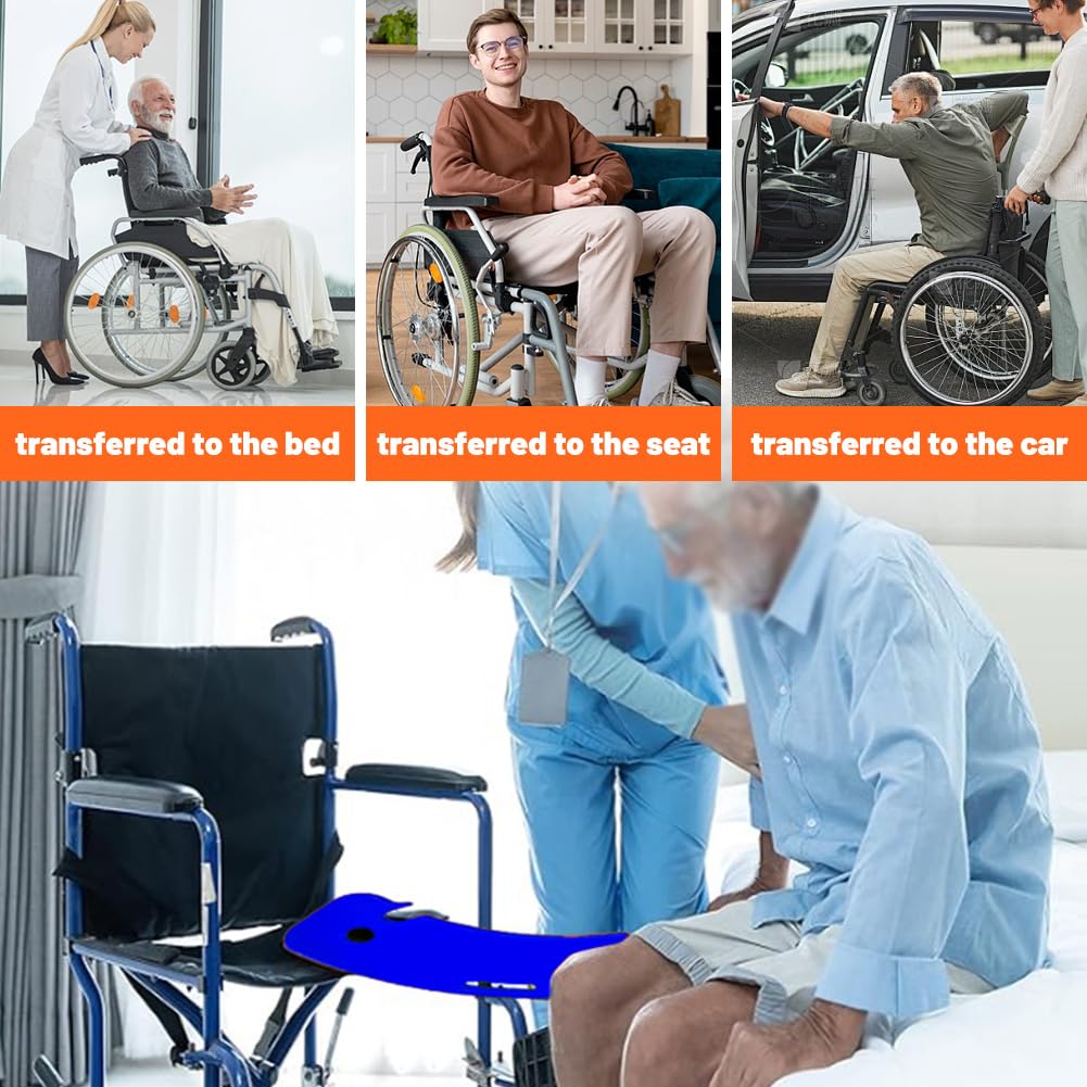 Tabla antideslizante para silla de ruedas, elevador de pacientes, acero ABS, capacidad de carga 200 kg, tabla de transferencia (azul)