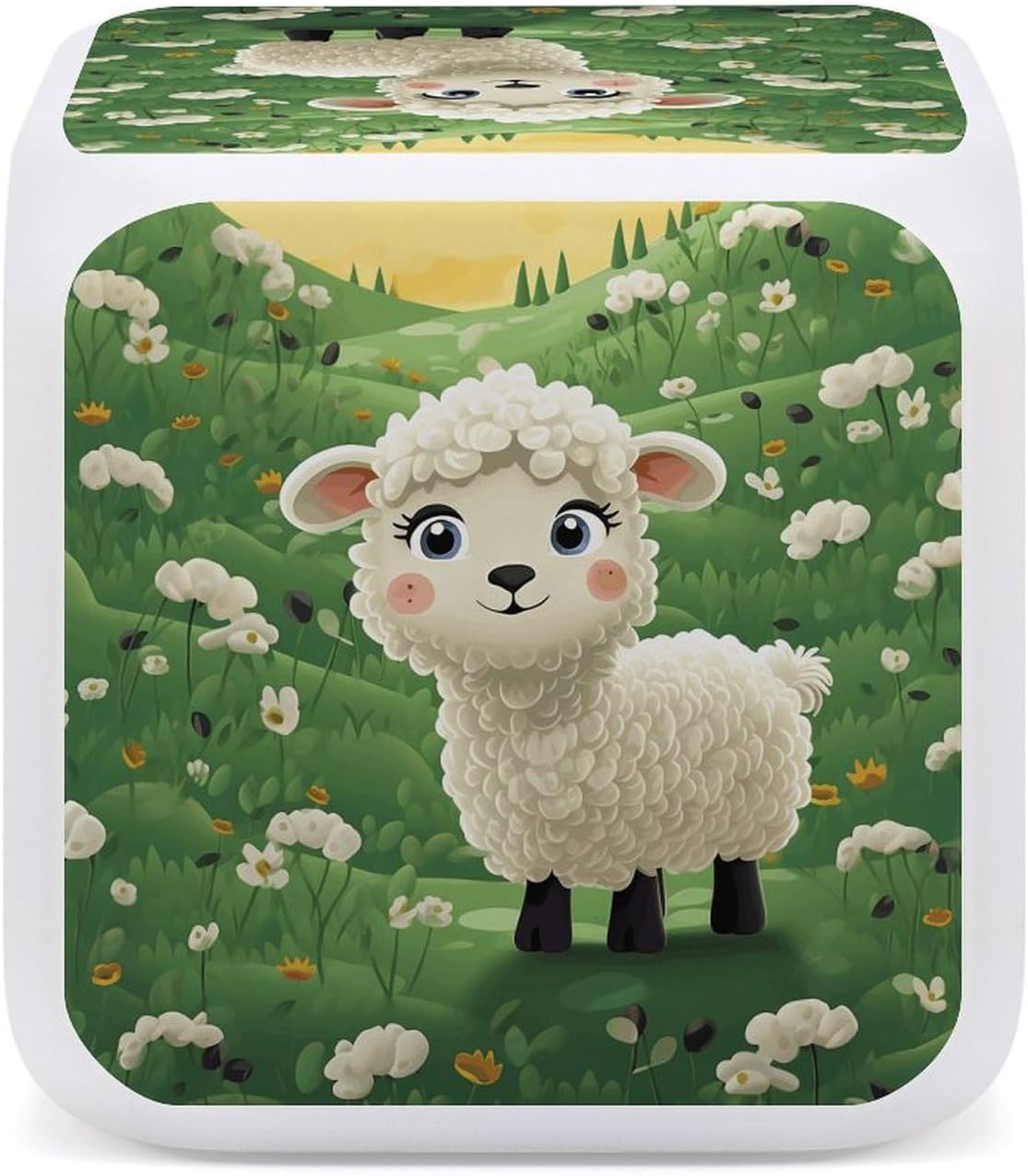 Cute Cartoon Sheep Alarm Clock Led Display Alarm for Bedroom Smart Digital Alarm with 7 Color NightLight Small Night Light Clock for Heavy Sleepers Simple Operation image 5