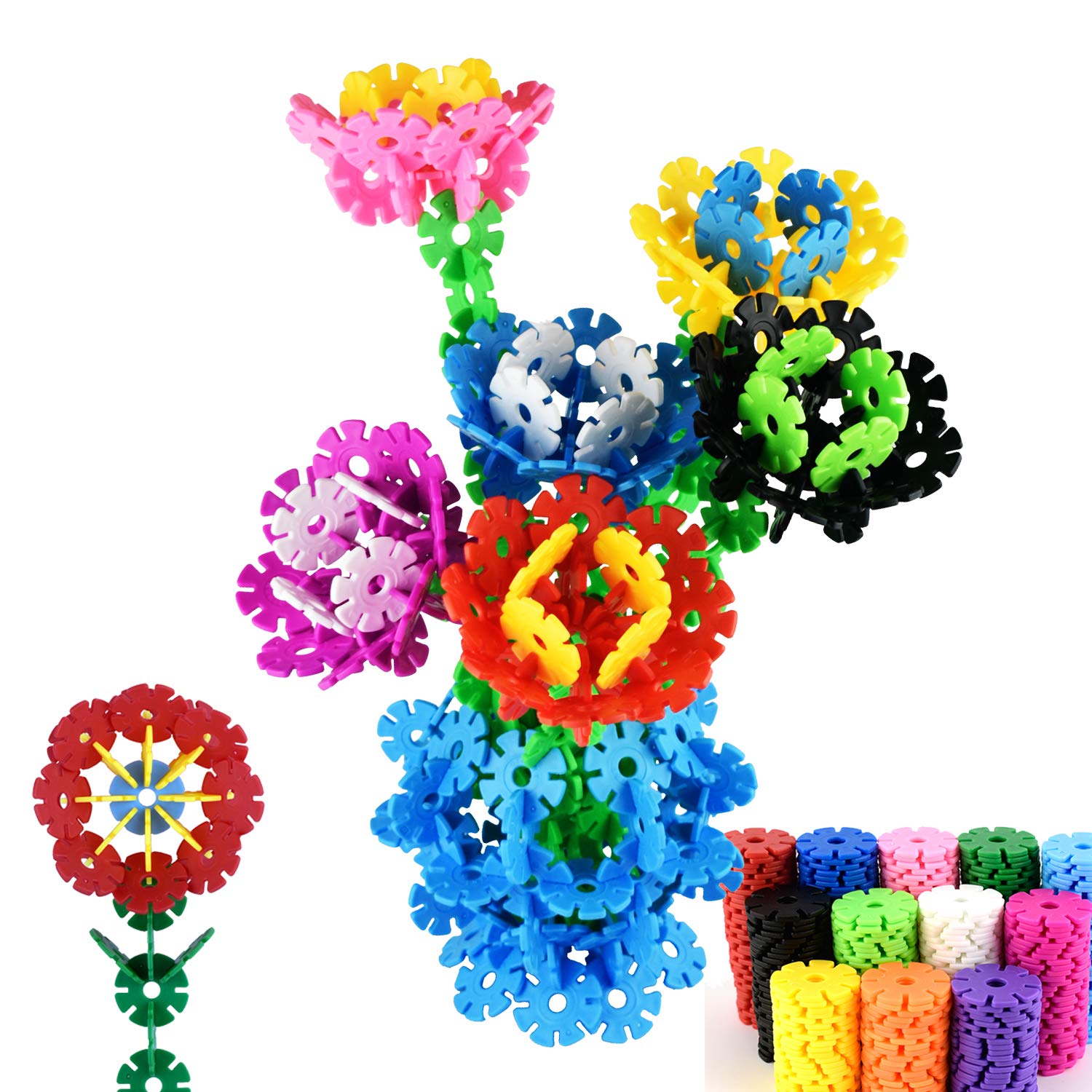 Rainbow Building Discs 500 PCS 42mm Educational Brain Building Toy Interlocking Plastic Construction Connect Set Promotes Fine Motor Skills Developmen