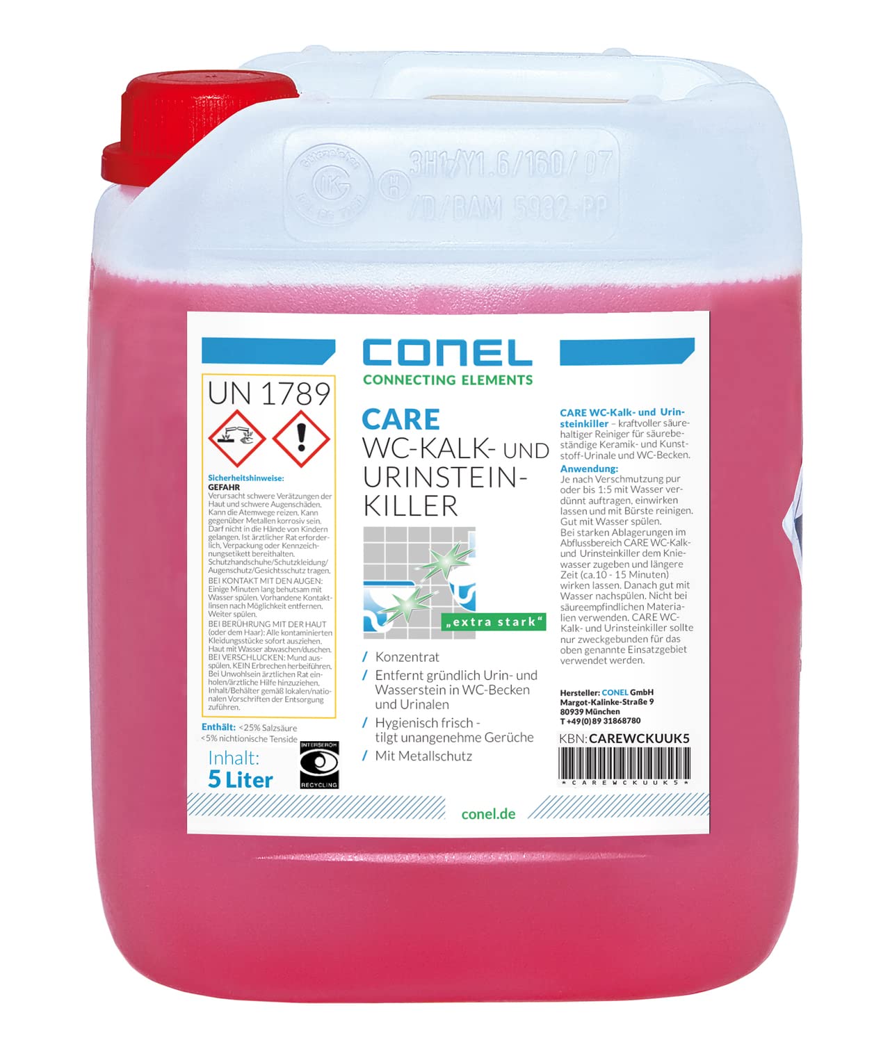 CARE S 82 WC-Kalk-/Urinsteinlöser 5 Ltr. Kanister Konzentrat salzsäurehalt.