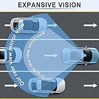 Vista 5 de LivTee Espejo retrovisor, espejo retrovisor panorámico de gran angular universal de 12 pulgadas (305 mm) convexo con marco delgado transparente
