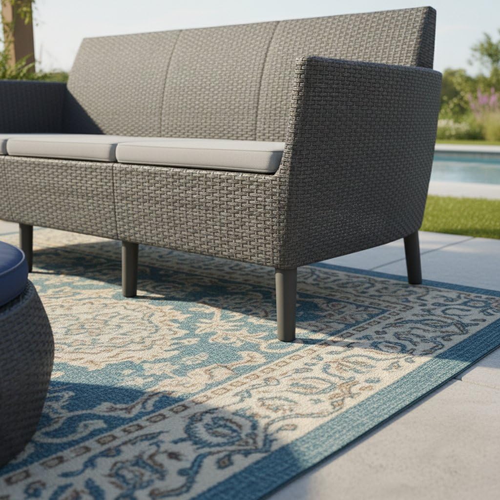 Dmora Divano da Esterno Tufino 66.5x187 cm Nero Antracite 3 Posti Resistente ai Raggi uv, Cuscini Inclusi