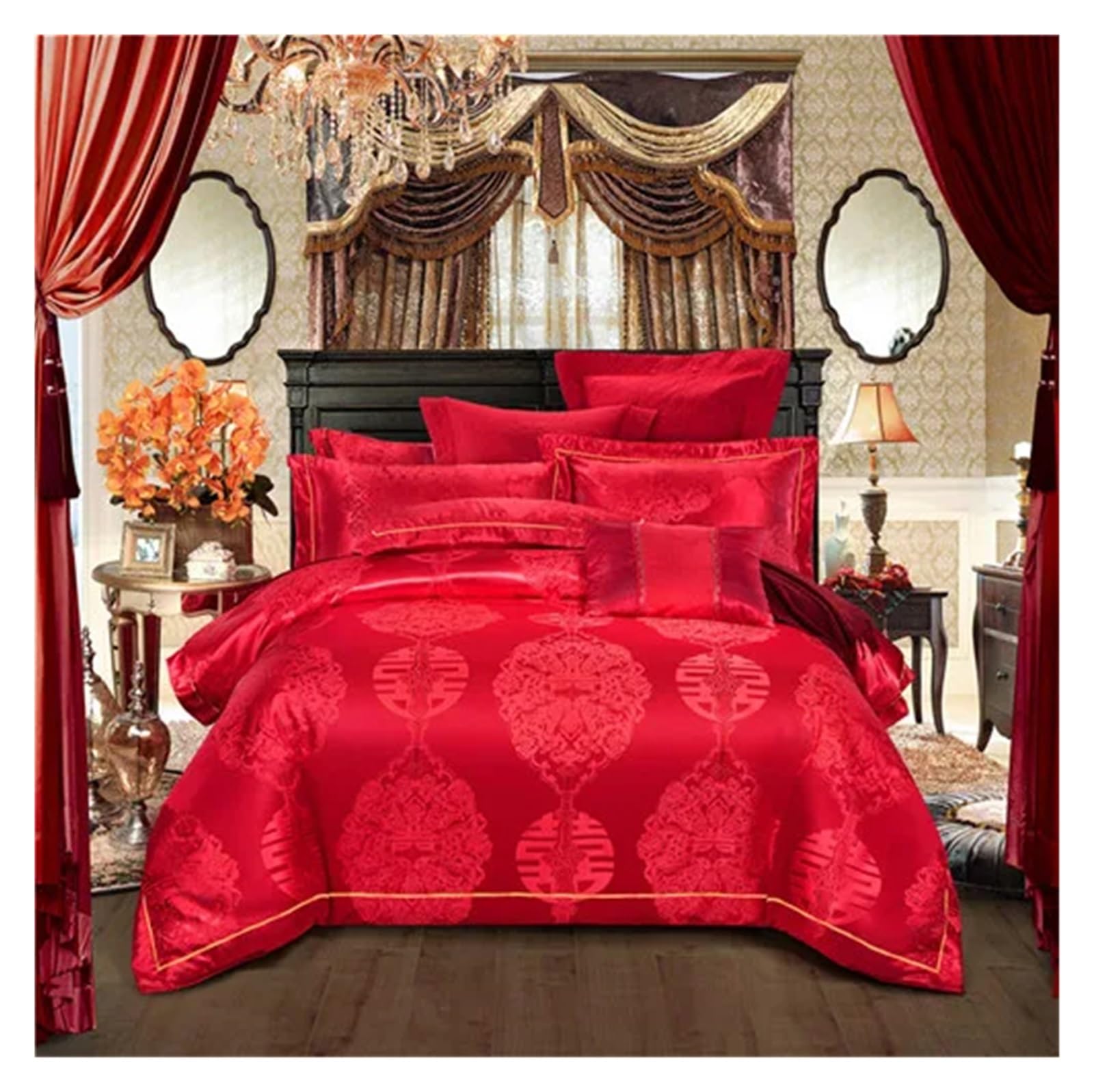 Sbcgfy E Silk Cotton Jacquard Grey Blu Red Wedding Bedding Sets King Queen Siz Bed Set Duvet Cover Set Bedsheet Wholesal,Cotton Duvet,-Queen