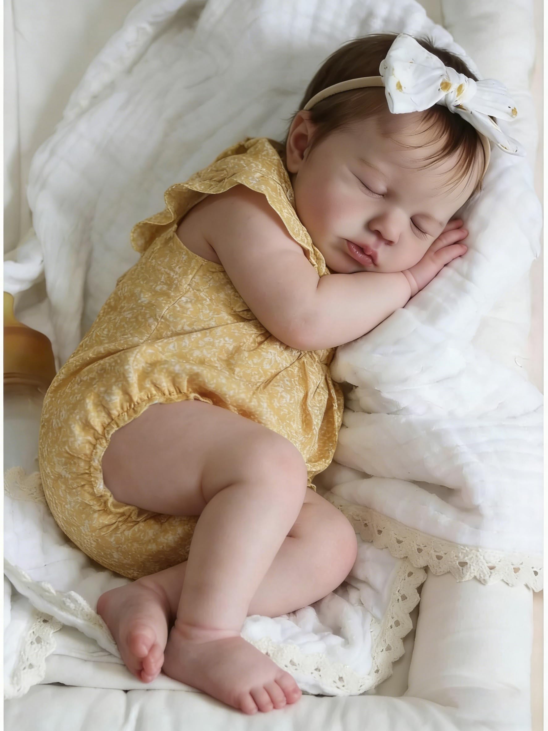 Anano 50cm Reborn Muñeca, Bebés Reborn De Cuerpo Completo, Bebe Niña con Ojos Cerrados, Bebe Newborn Blanda Y Flexible Cuerpo Completo Niña Y Ropa