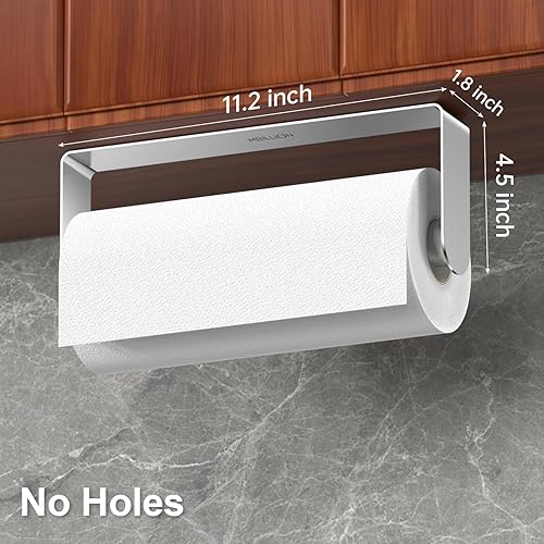 Miniatura 2 de Mbillion Soporte para toallas de papel debajo del gabinete y soporte de papel autoadhesivo para cocina, acero inoxidable SUS304 de grado premium,