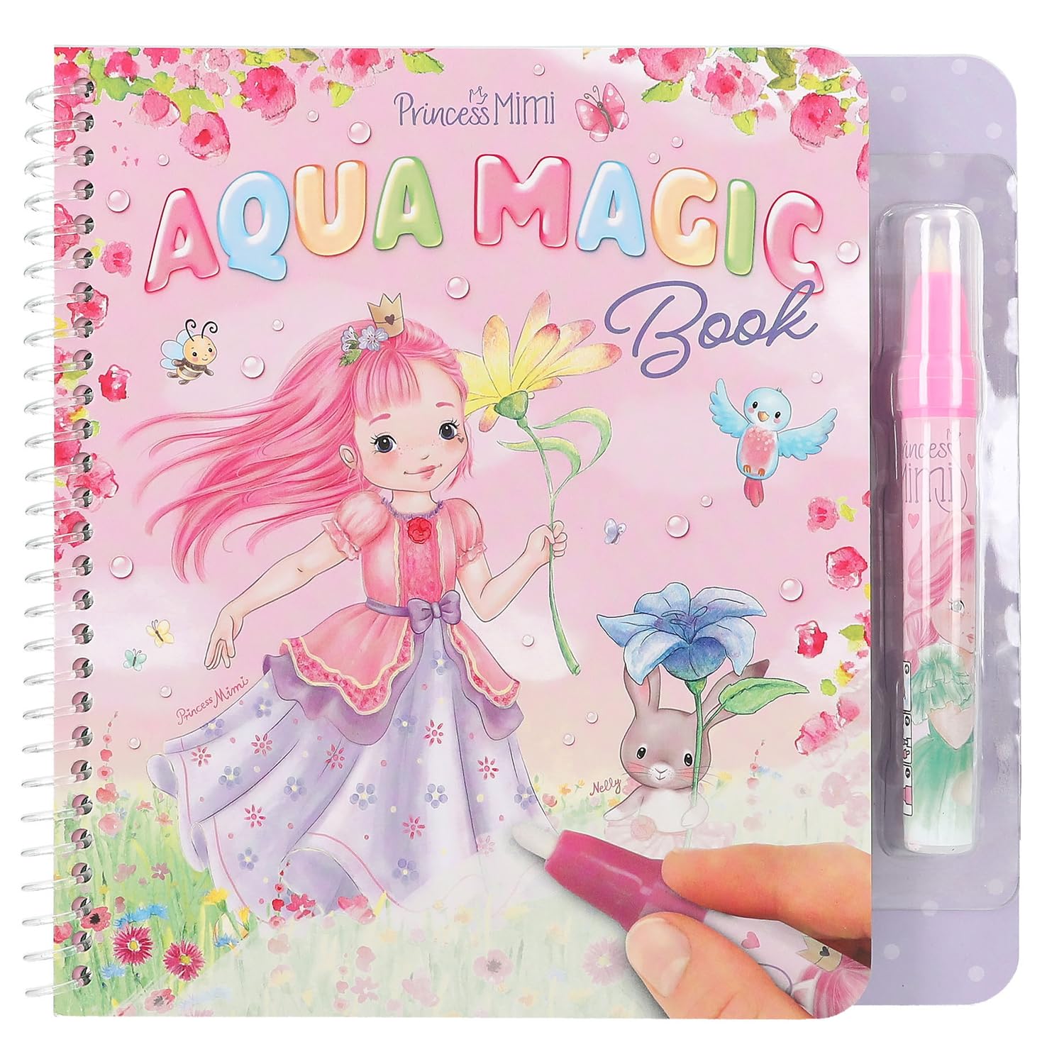 Depesche 12946 Mimi Colorear Aqua Magic con Motivos Ocultos de Princesas, Libro Creativo con 5 páginas recolorables y un lápiz de Agua, Multicolor (0012946)