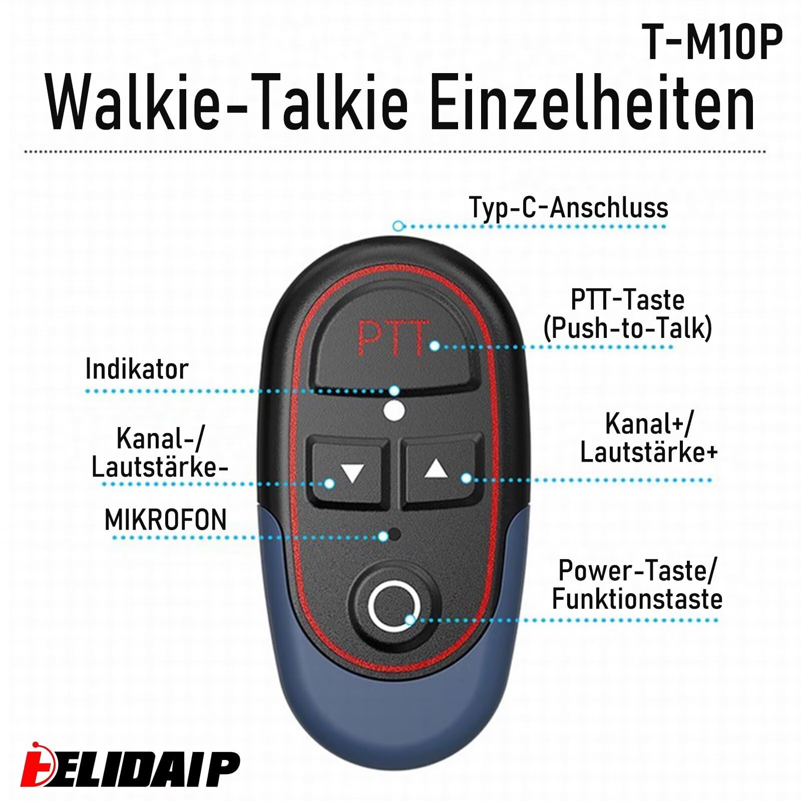 T-M10P 2er Set Super Mini Funkgerät mit Headset KI-Sprachsteuerung | Hände frei, Aufladbar, 16 Kanäle, 48h Betrieb, 3 Kilometer Walkie Talkie Set – Ideal für Restaurant, Hotel, Reisen, Outdoor
