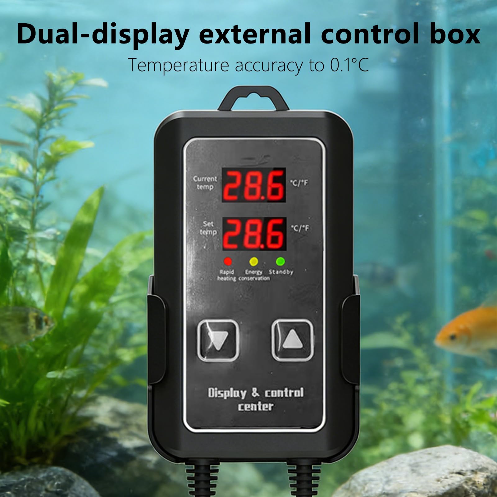 Aquarium-Heizung, 300 W Aquarium-Heizung mit externem LED-Thermostat-Controller, intelligenter Überhitzungsschutz, Übertemperaturschutz, Memory-Funktion, tauchfähiger Aquariumstrahler für 150 l Süß