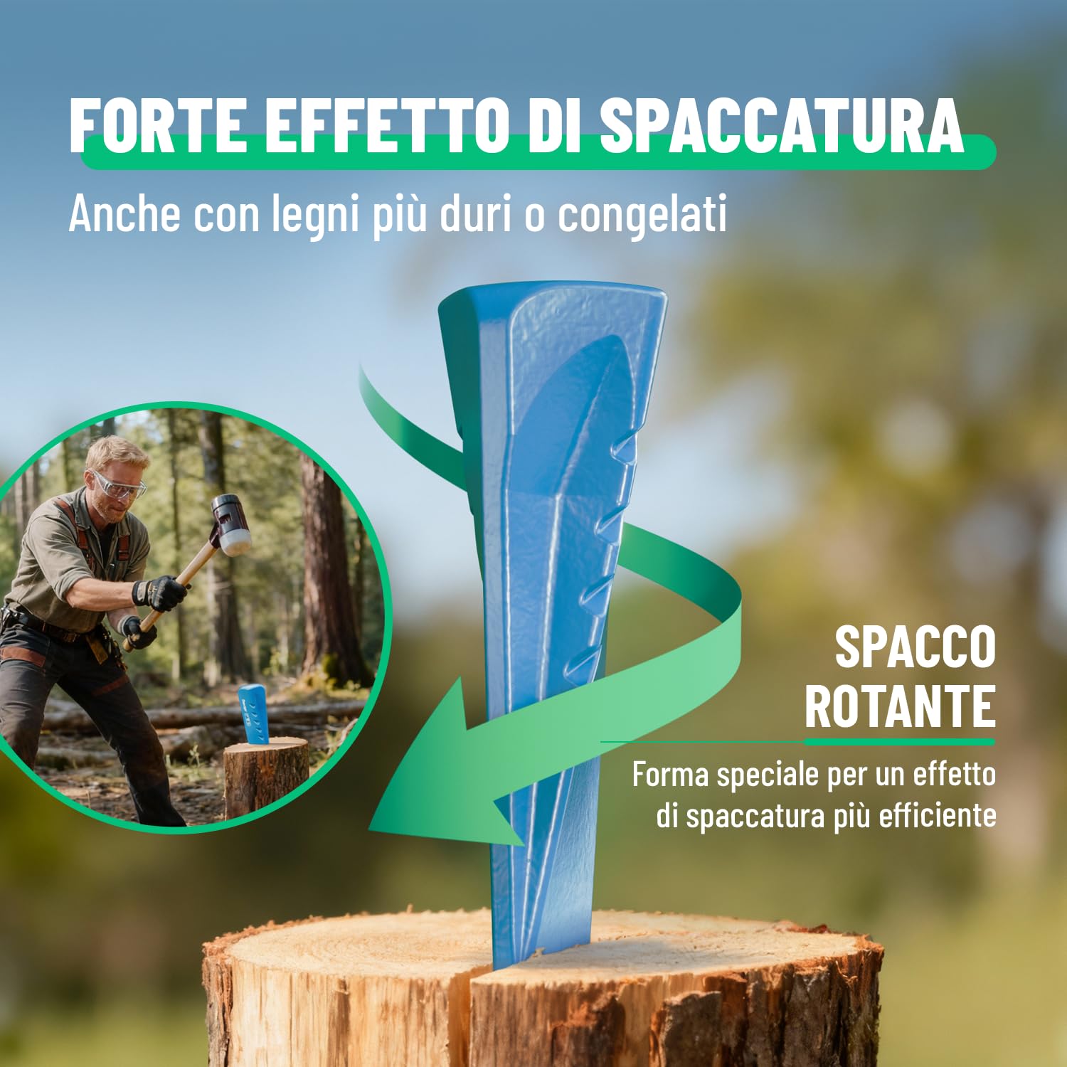 greate Cunei spaccalegna Manuale in Acciaio - Cuneo per spaccalegna Resistente all’Usura e Durevole in Acciaio C45 - Cunei spaca Legna
