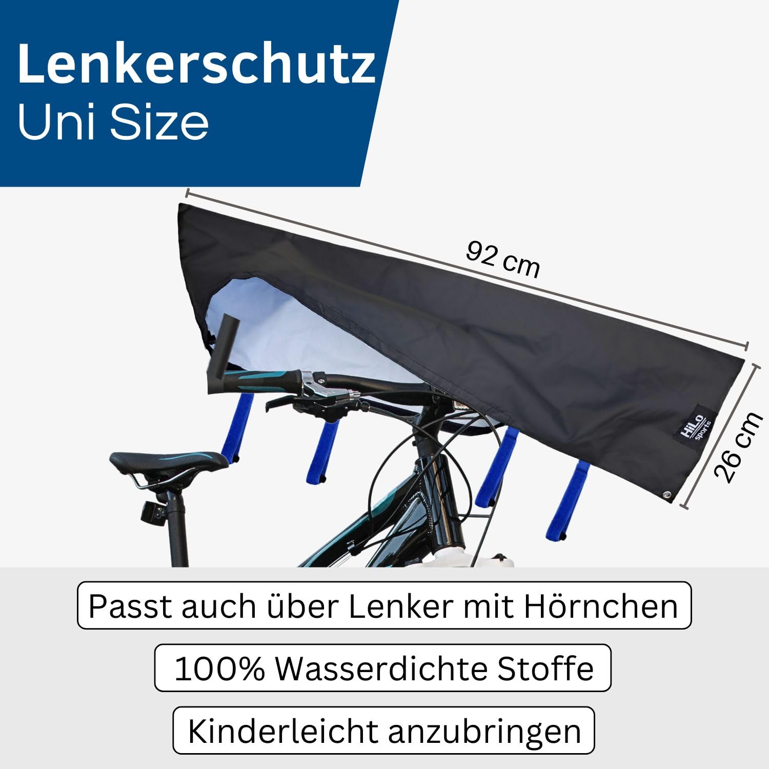 HiLo sports 3-teiliges E-Bike Transportschutz Set - Akku Schutzhülle, Motor Schutzhülle & Lenker Hülle - Elektronik-Schutz - Schützt vor Regen, Spritzwasser & Schmutz - Für alle Fahrzeuge (Blau)