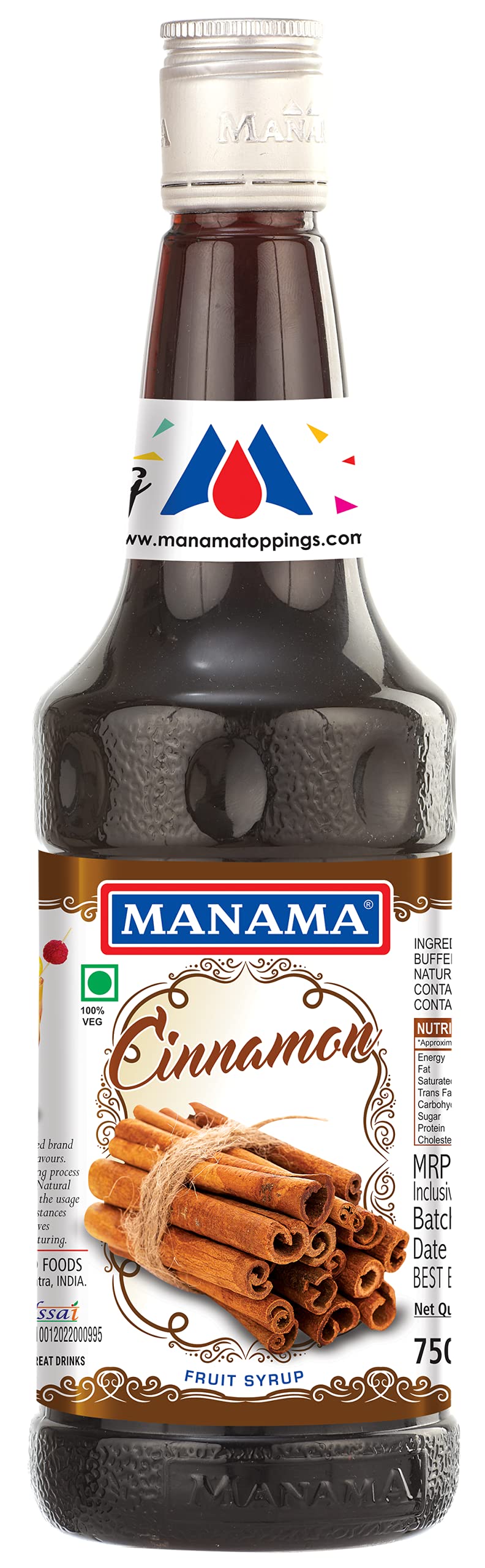 Manama Cinnamon Syrup | Mixer for Mocktails, Cocktails, Drinks, Juices, Beverages | Non Alcoholic Mix 750ML Bottle (B09DLJPN31) Amazon Price History, Amazon Price Tracker