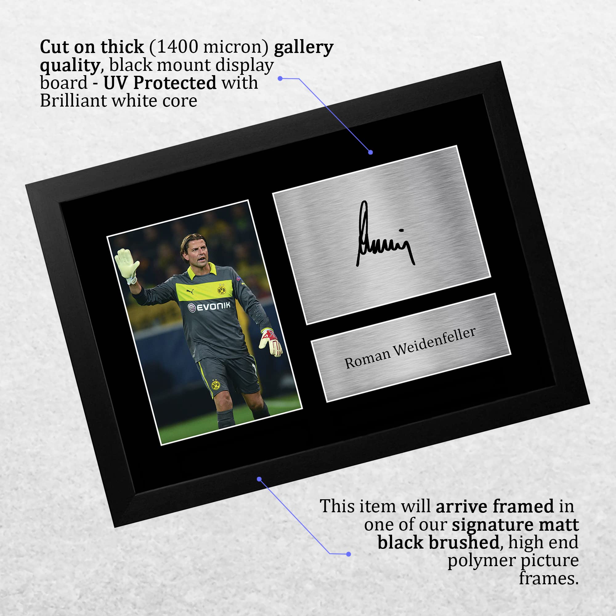 HWC Trading FR A4 Roman Weidenfeller Borussia Dortmund Regali Stampati Autografo Firmato Foto Per Gli Appassionati Di Calcio E Sostenitori - A4 Framed