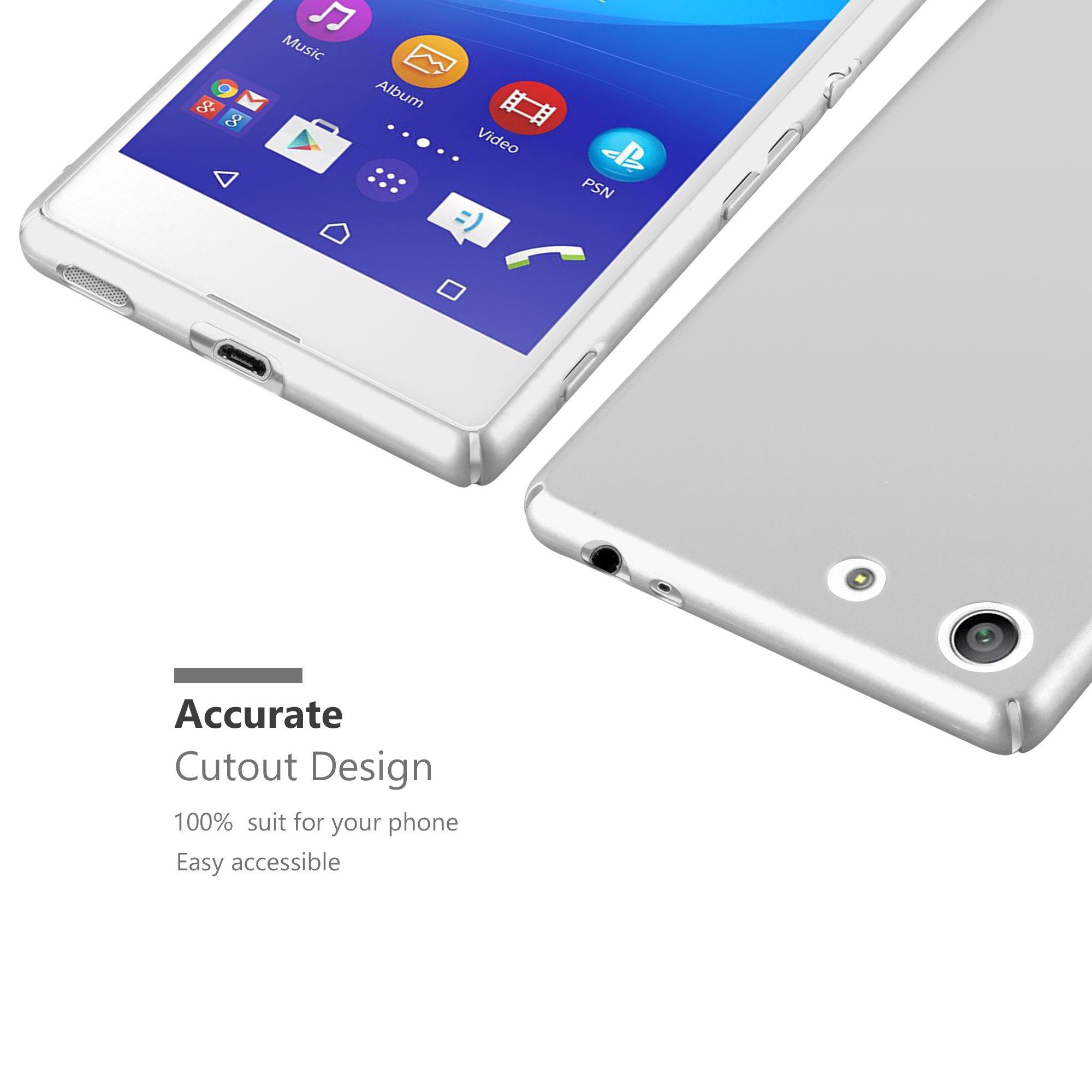 Cadorabo Custodia Rigida Sottile Per Sony Xperia M5, Colore Argento Metallo, Cover Antiurto Con Bordi Rialzati, Plastica Resistente