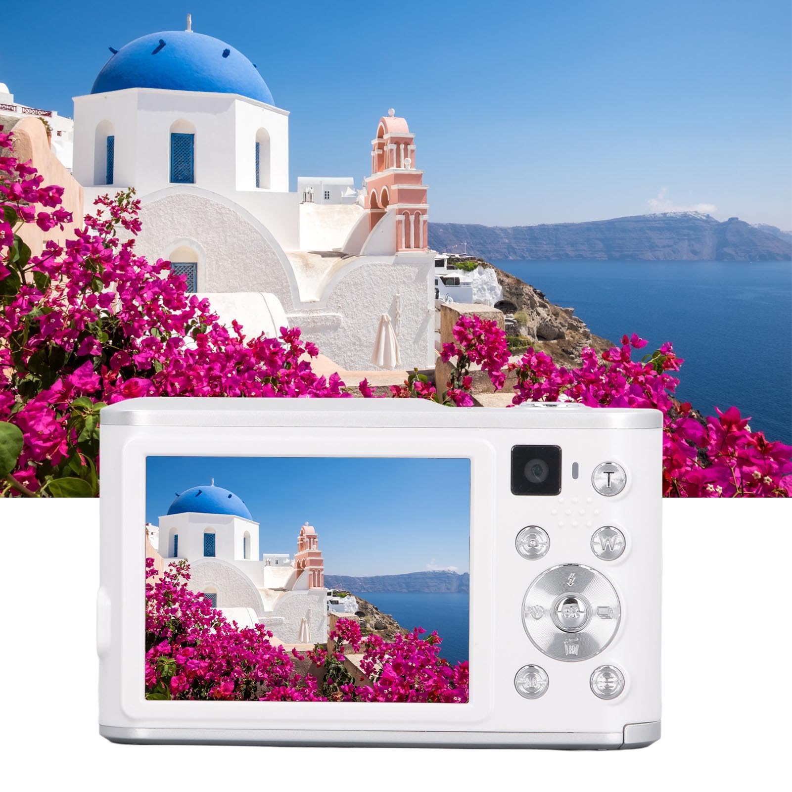 Appareil Photo Numérique à Zoom 16X pour la Photographie de Voyage, Appareil Photo à Double Objectif 2,4 Pouces 44MP 4K Ultra HD, Appareil Photo Numérique Compact Résistant aux