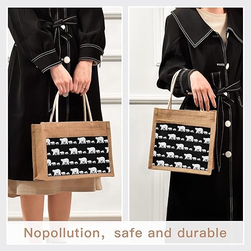 Miniatura 5 de Polar Bear - Bolsa de yute familiar con asa de yute y bolsa de regalo de yute con bolsillo