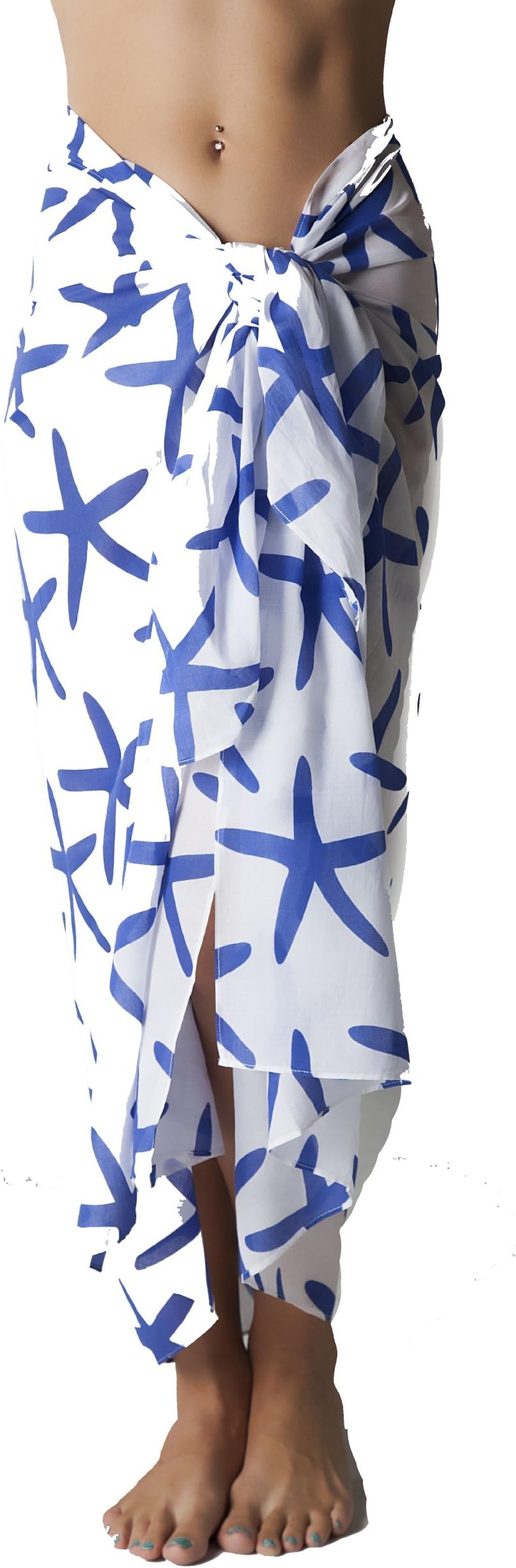 Starfish Print Blue Swimsuit Sarong Cover up in Cotton