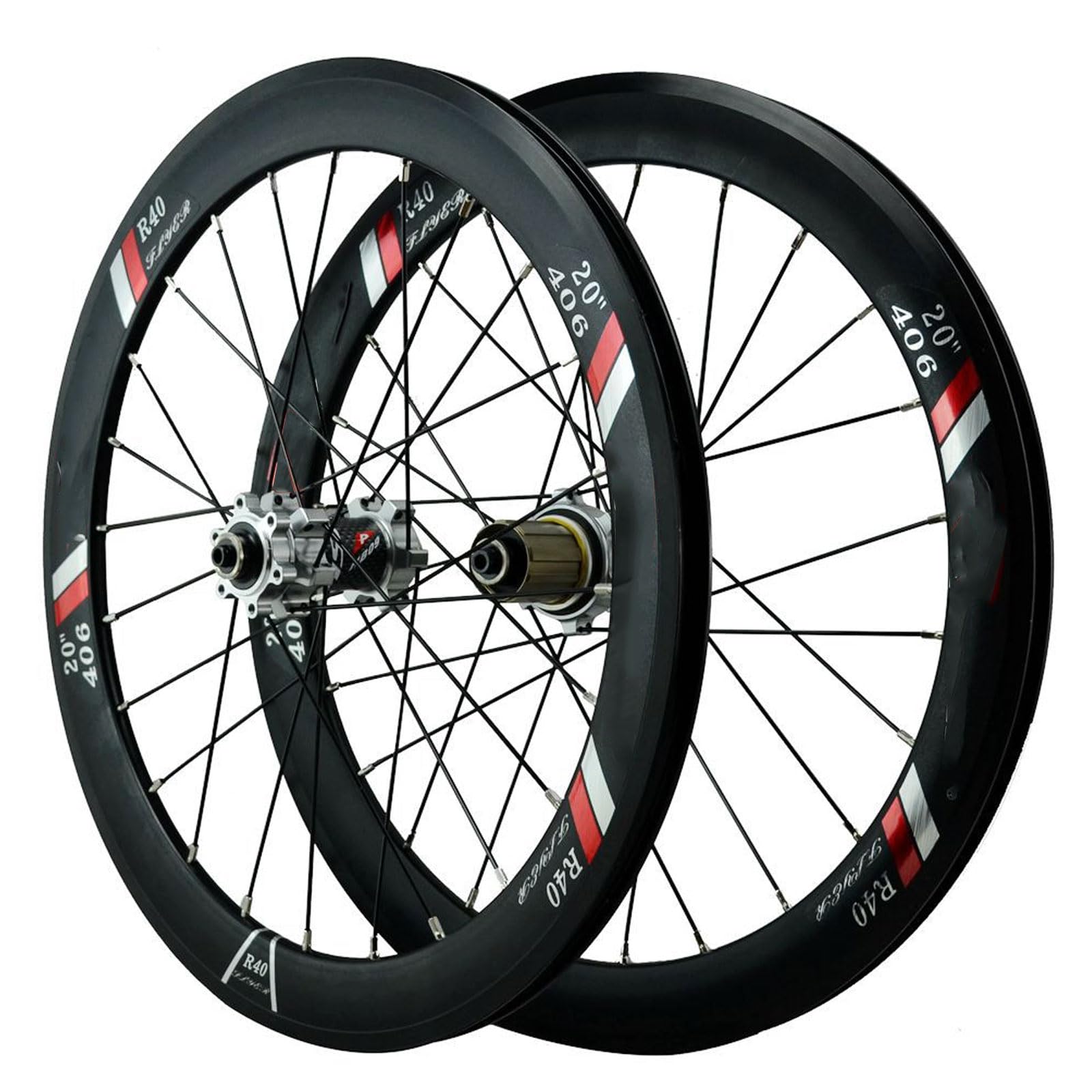 YLME Ruedas De Bicicleta, Juego De Ruedas 406/451 De 20 Pulgadas, Llantas De Bicicleta Plegables De 100 * 135 Mm Freno V/Freno De Disco Común, para 7-12 Velocidades,Plata,406