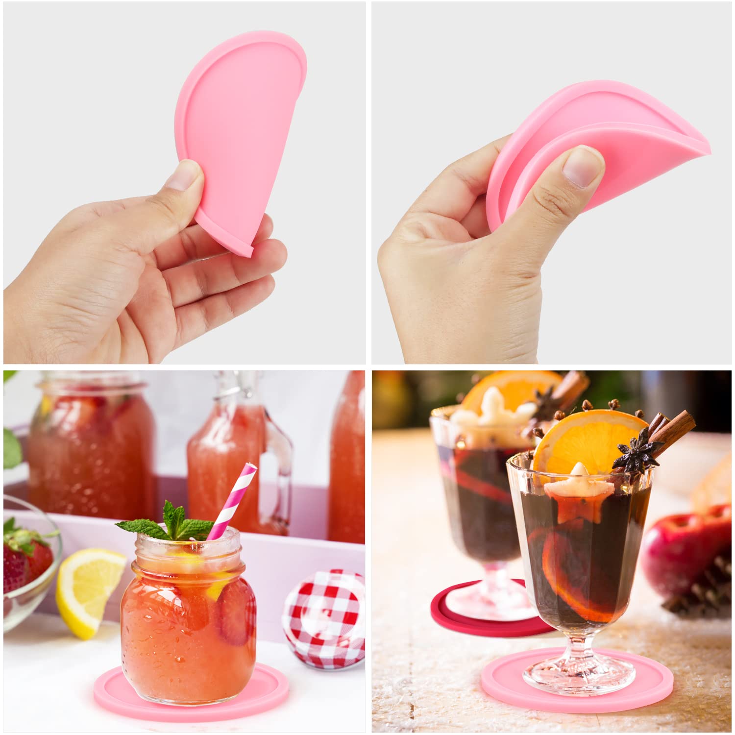 Set di sottobicchieri in silicone, antiscivolo, isolanti, flessibili
