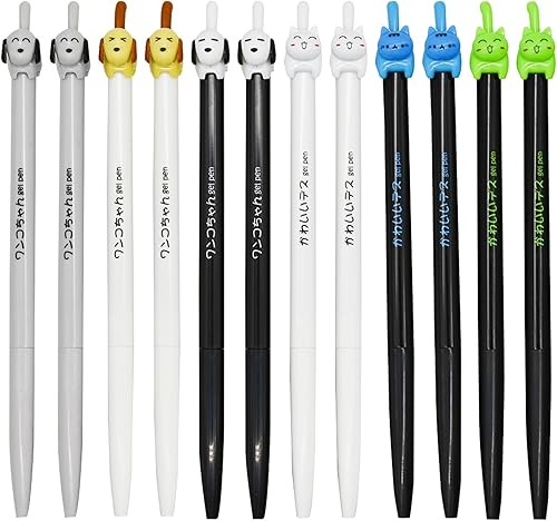 Miniatura 7 de Maydahui 30 bolígrafos retráctiles con forma de gato y perro, para amantes de los gatos, estudiantes, regalos de fiesta, suministros de oficina,